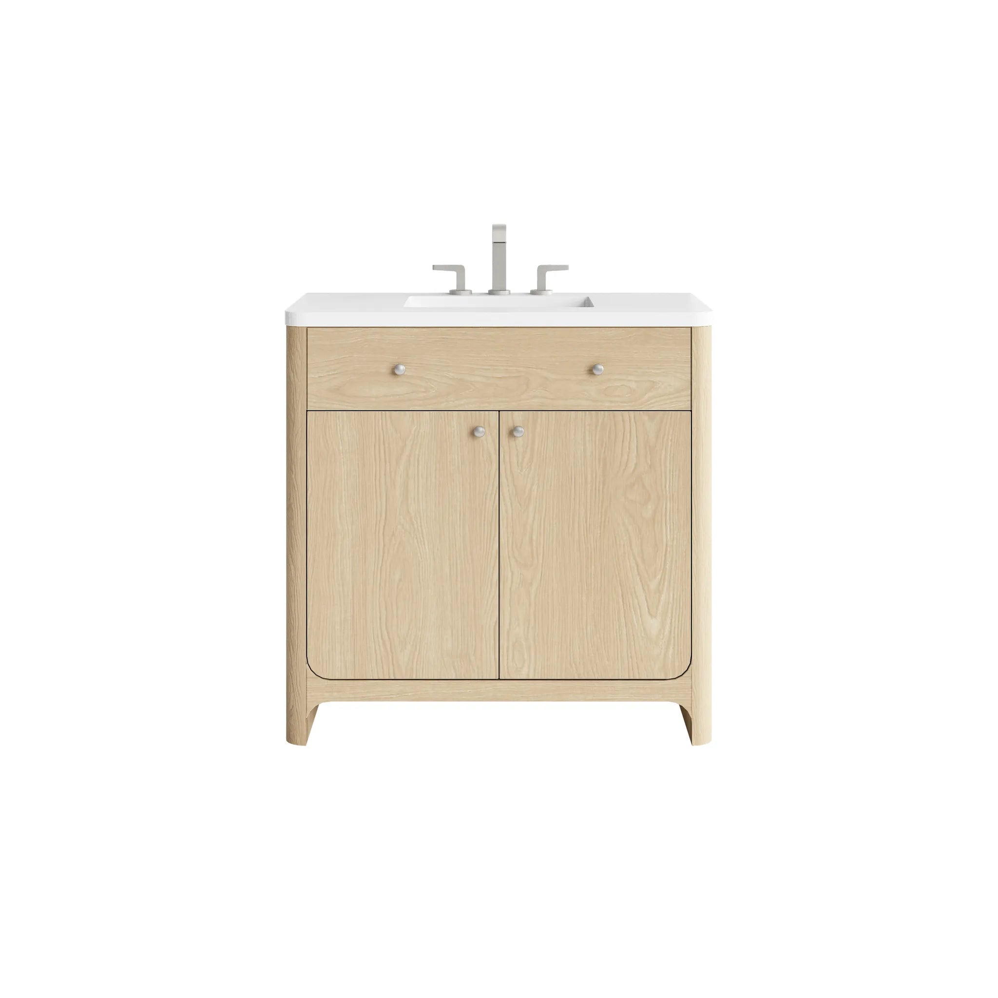 36" Gracyn Single Vanity in Coastal Driftwood-White Zeus Silestone-8" Widespread image