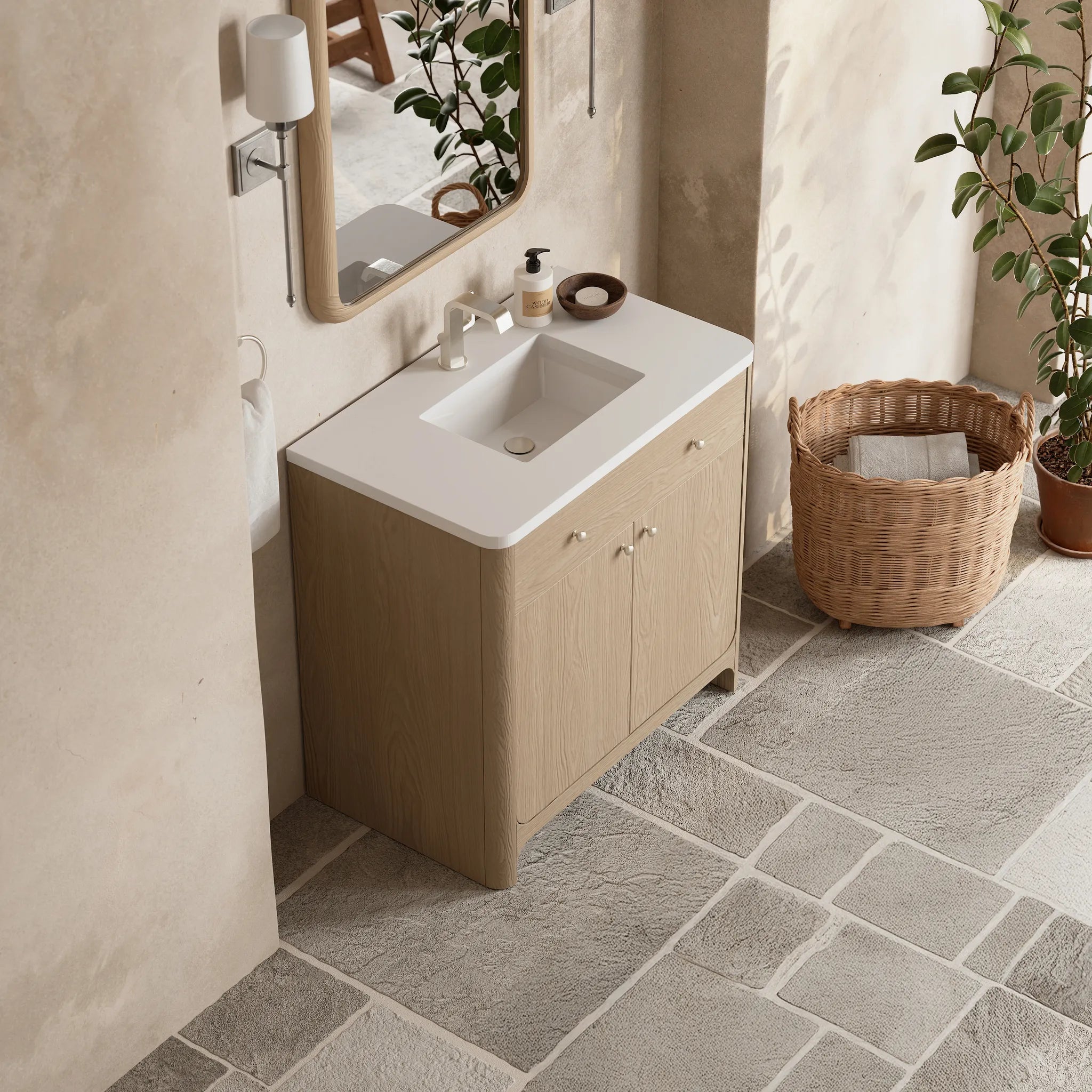 36" Gracyn Single Vanity in Coastal Driftwood-White Zeus Silestone-Single Hole image 6