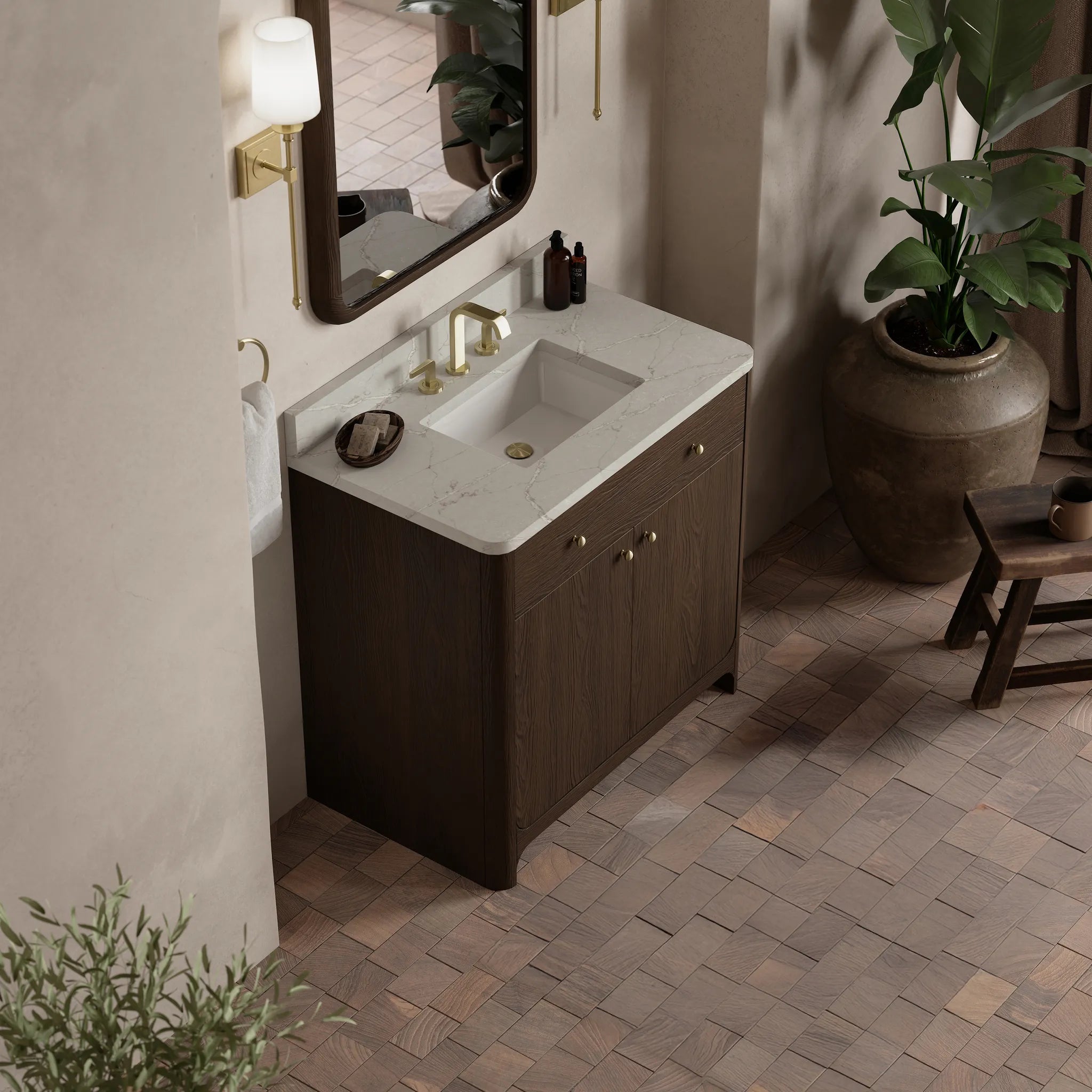 36" Gracyn Single Vanity in Sable-Victorian Silver Silestone-8" Widespread image 3