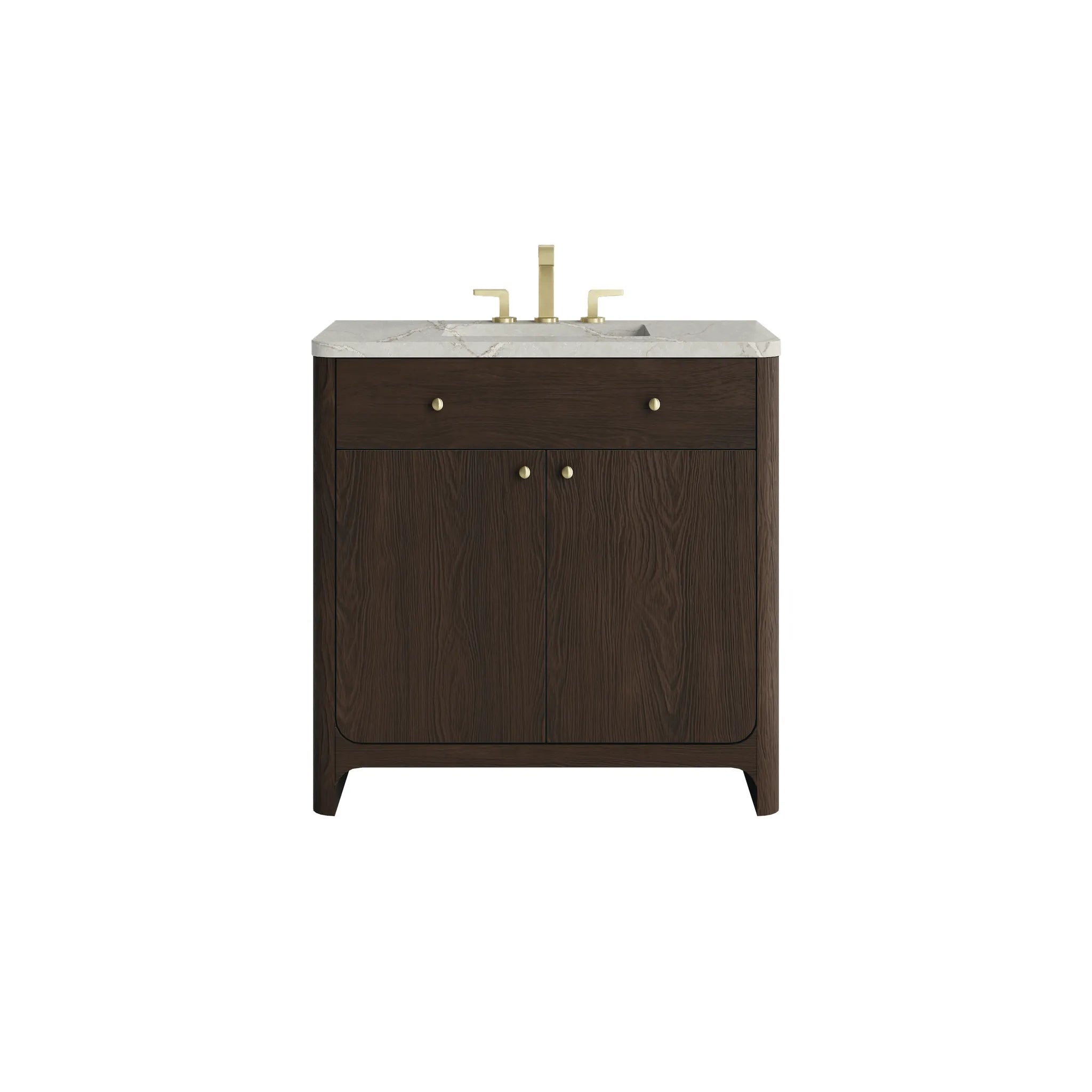 36" Gracyn Single Vanity in Sable-Victorian Silver Silestone-8" Widespread image