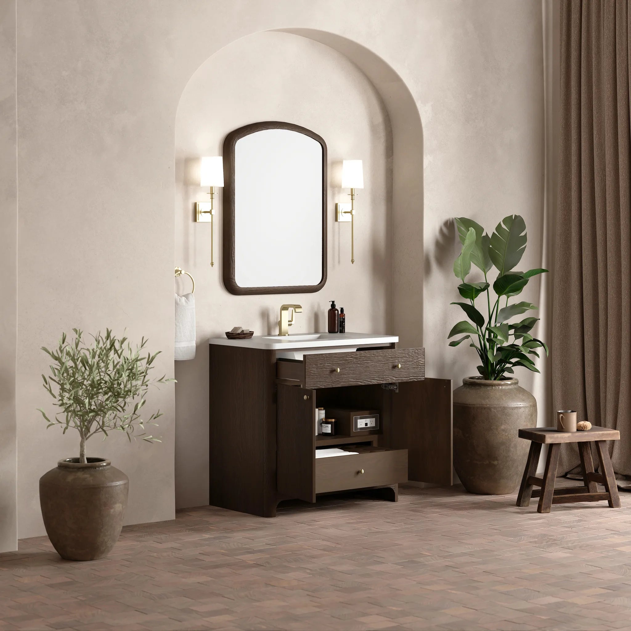 36" Gracyn Single Vanity in Sable-White Zeus Silestone-Single Hole image 4