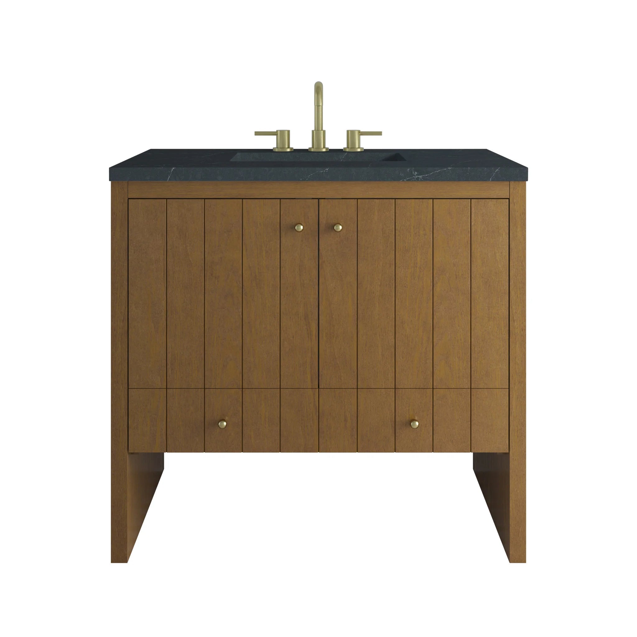36" Hudson Single Vanity in Honey Oak by James Martin Vanities-Charcoal Soapstone Silestone 