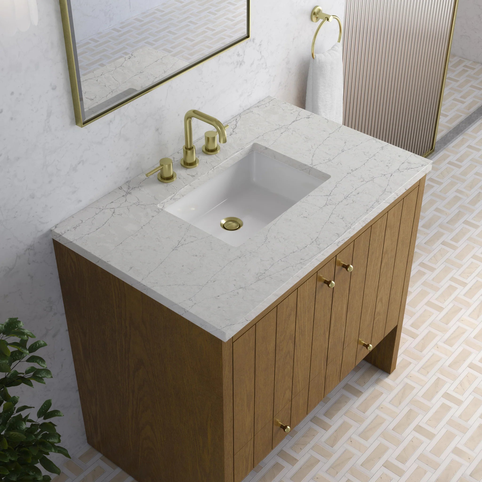 36" Hudson Single Vanity in Honey Oak by James Martin Vanities-Eternal Jasmine Pearl Silestone 6