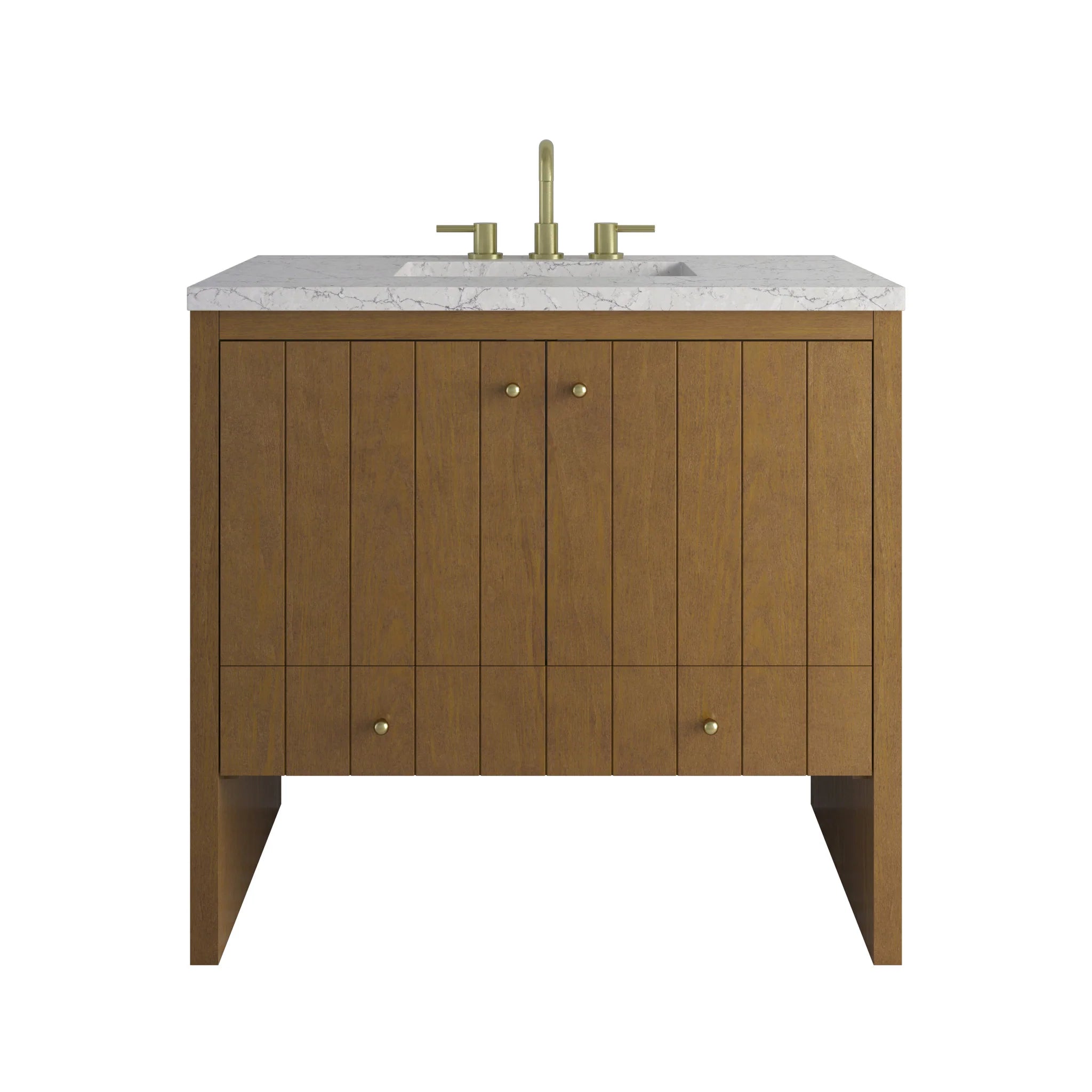 36" Hudson Single Vanity in Honey Oak by James Martin Vanities-Eternal Jasmine Pearl Silestone 