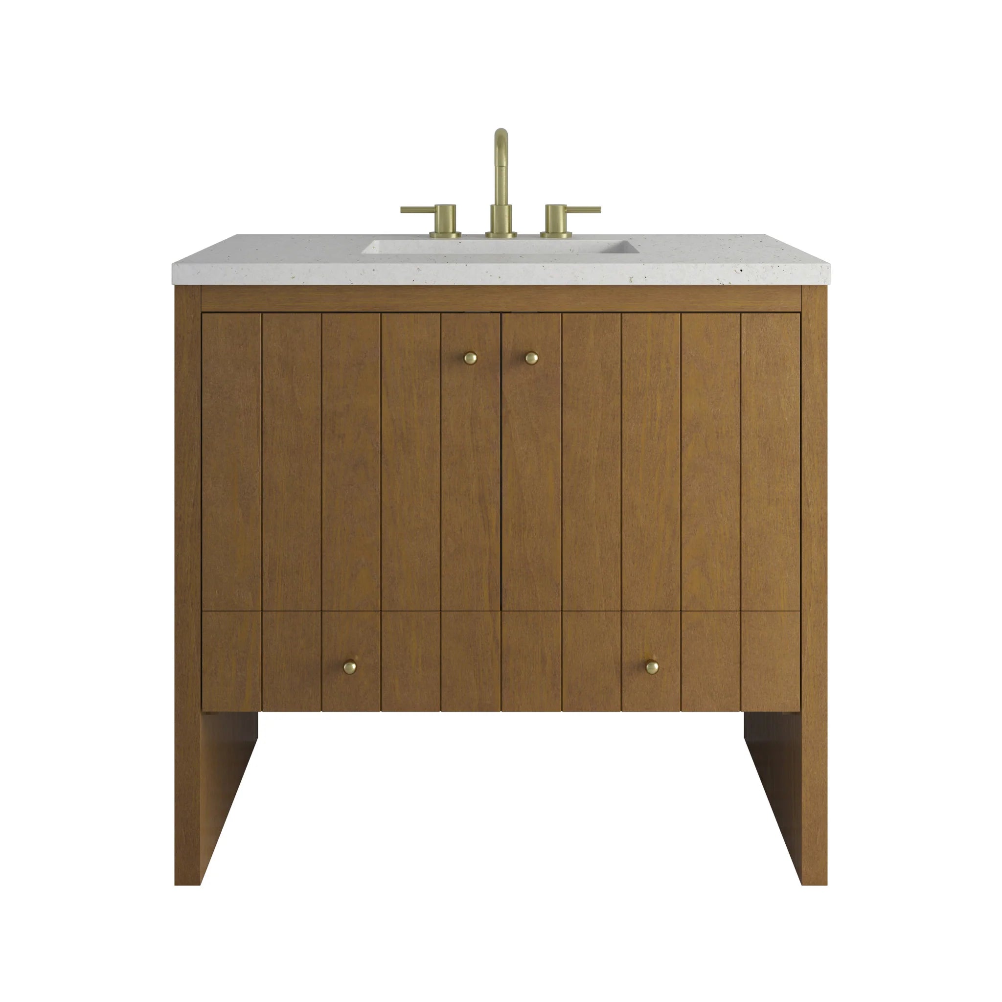 36" Hudson Single Vanity in Honey Oak by James Martin Vanities-Lime Delight Silestone 