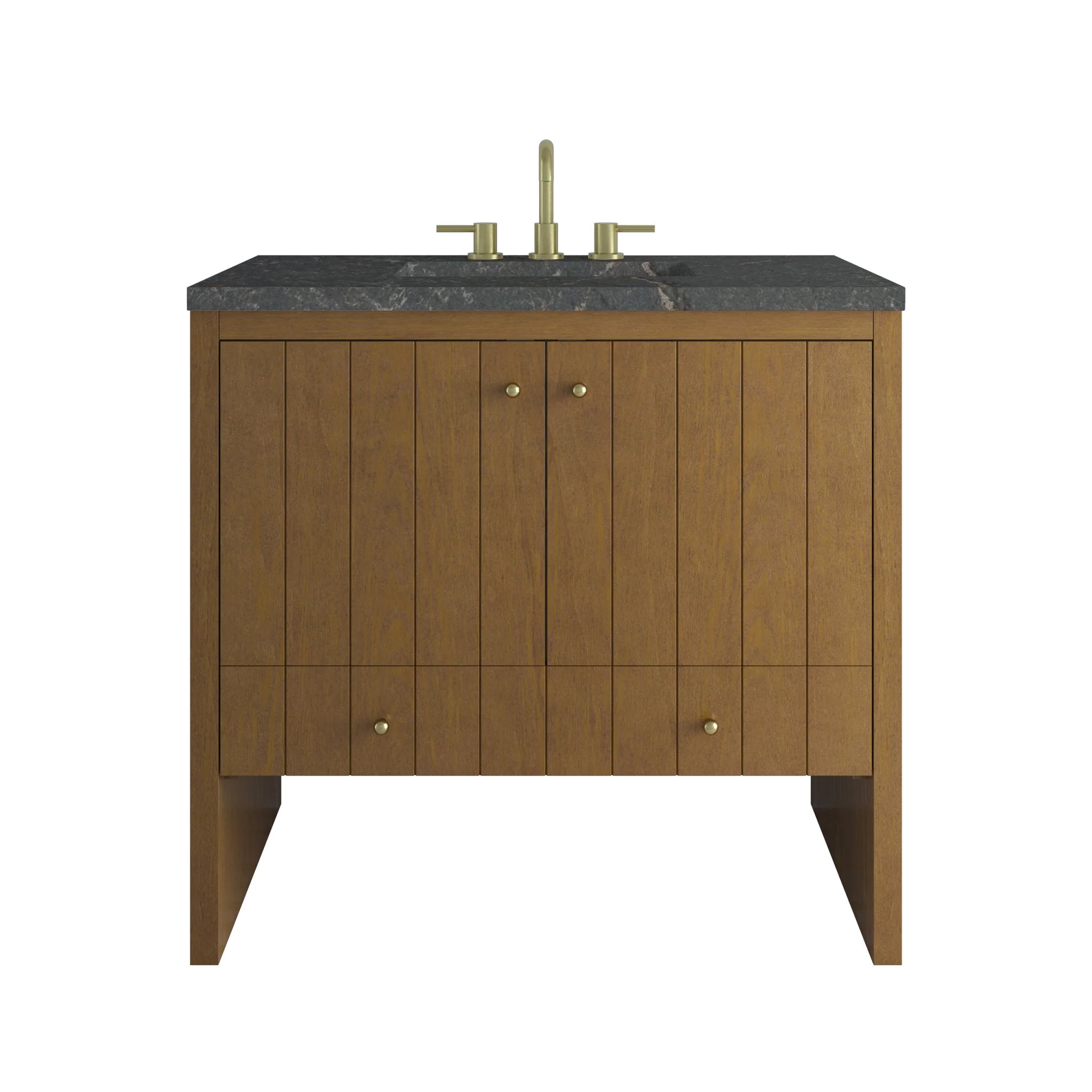 36" Hudson Single Vanity in Honey Oak by James Martin Vanities-Parisien Bleu Silestone 