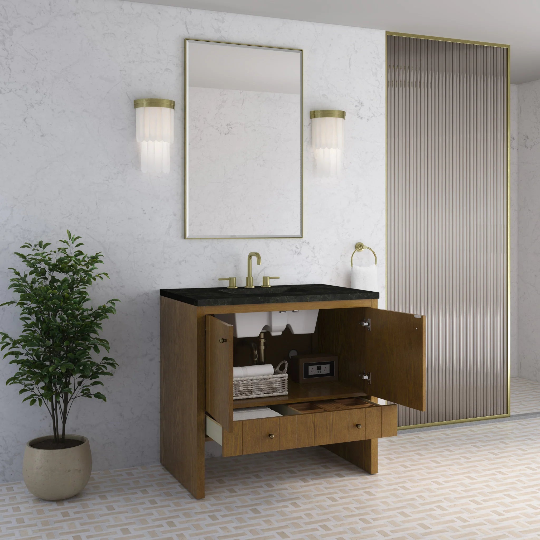 36" Hudson Single Vanity in Honey Oak by James Martin Vanities-Phantome Eclos 3