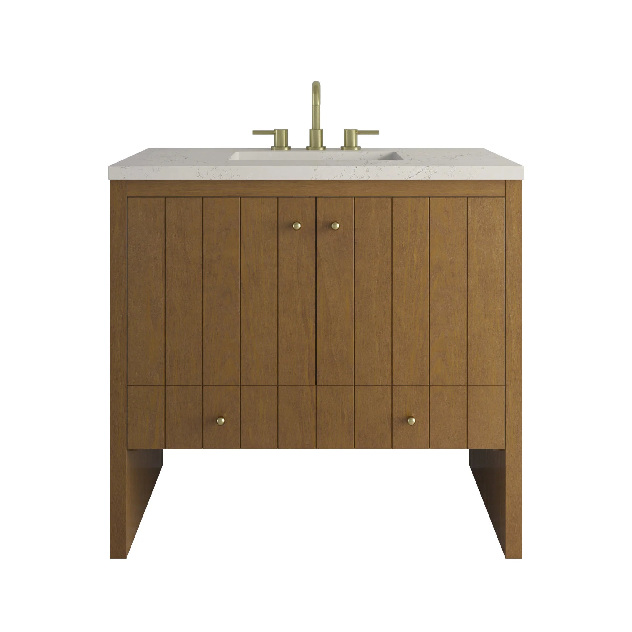 36" Hudson Single Vanity in Honey Oak by James Martin Vanities-Siberian Silestone 