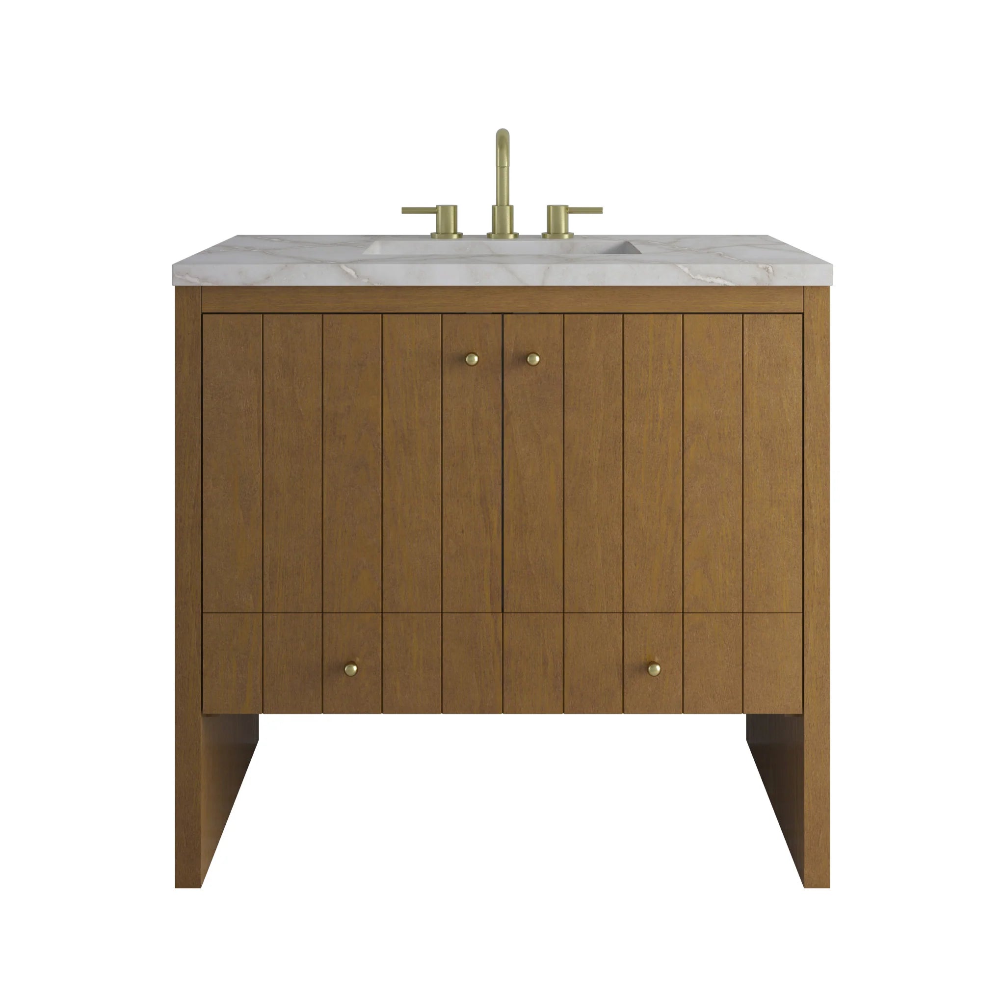 36" Hudson Single Vanity in Honey Oak by James Martin Vanities-Victorian Silver Silestone 
