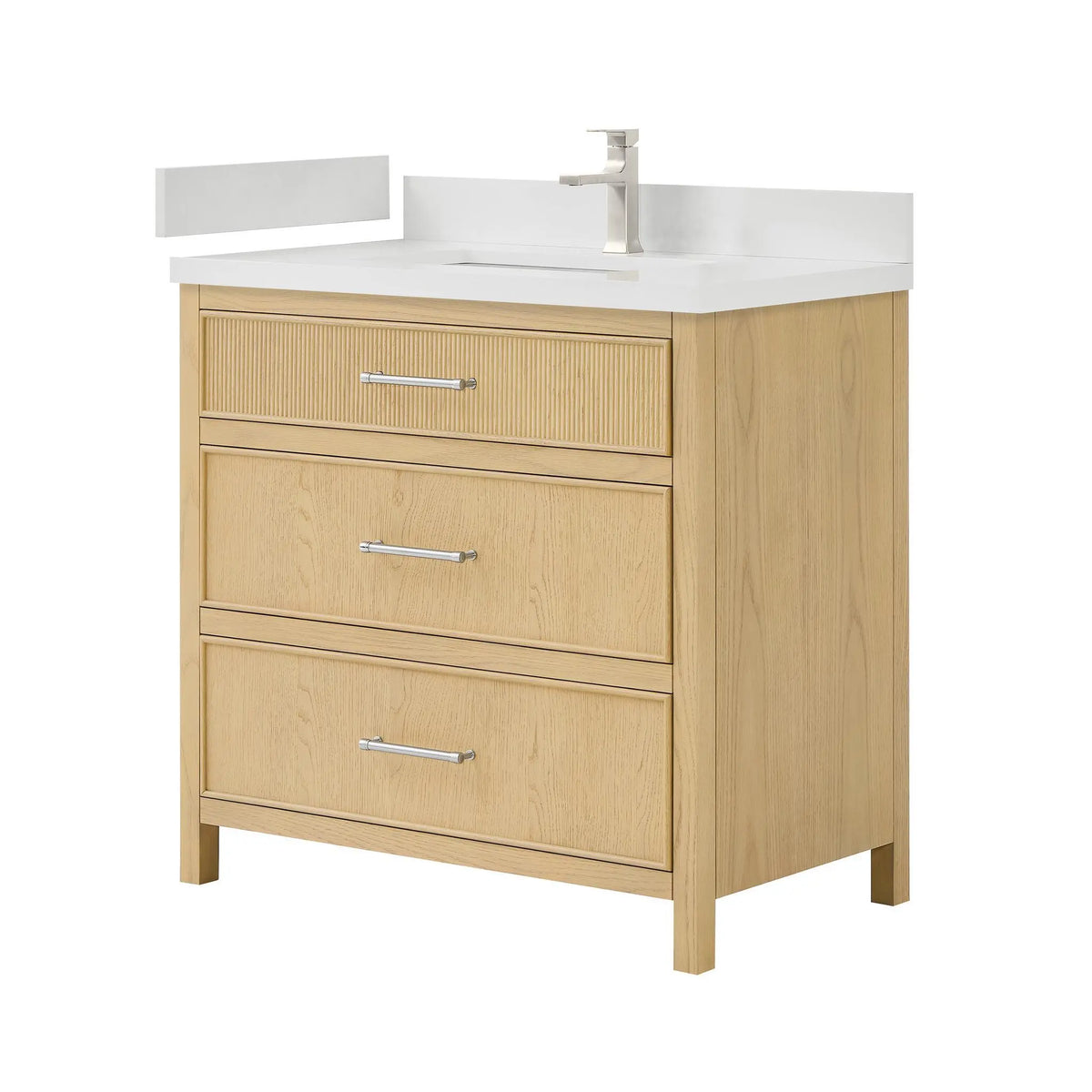 36" Isola Single Bathroom Vanity Scandinavian Oak Brushed Nickel Trim by wyndham View 12