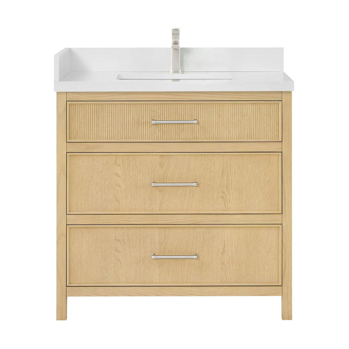 36" Isola Single Bathroom Vanity Scandinavian Oak Brushed Nickel Trim by wyndham View 9