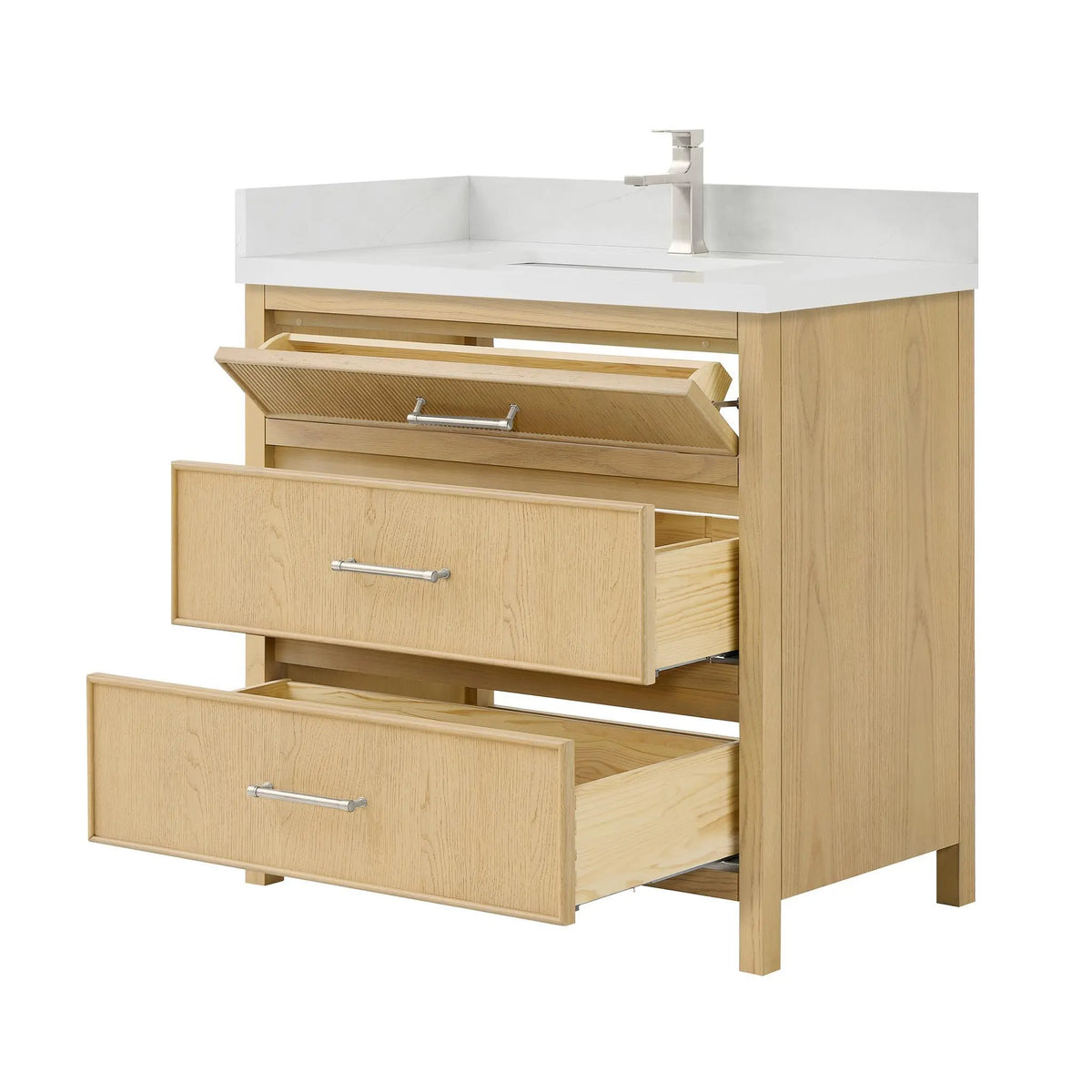 36" Isola Single Bathroom Vanity Scandinavian Oak Brushed Nickel Trim by wyndham View 3