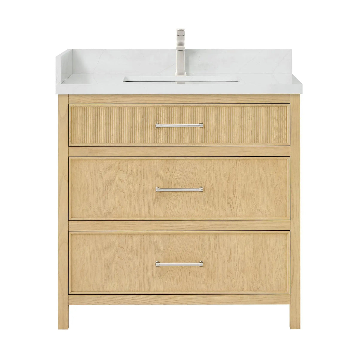 36" Isola Single Bathroom Vanity Scandinavian Oak Brushed Nickel Trim by wyndham View 1