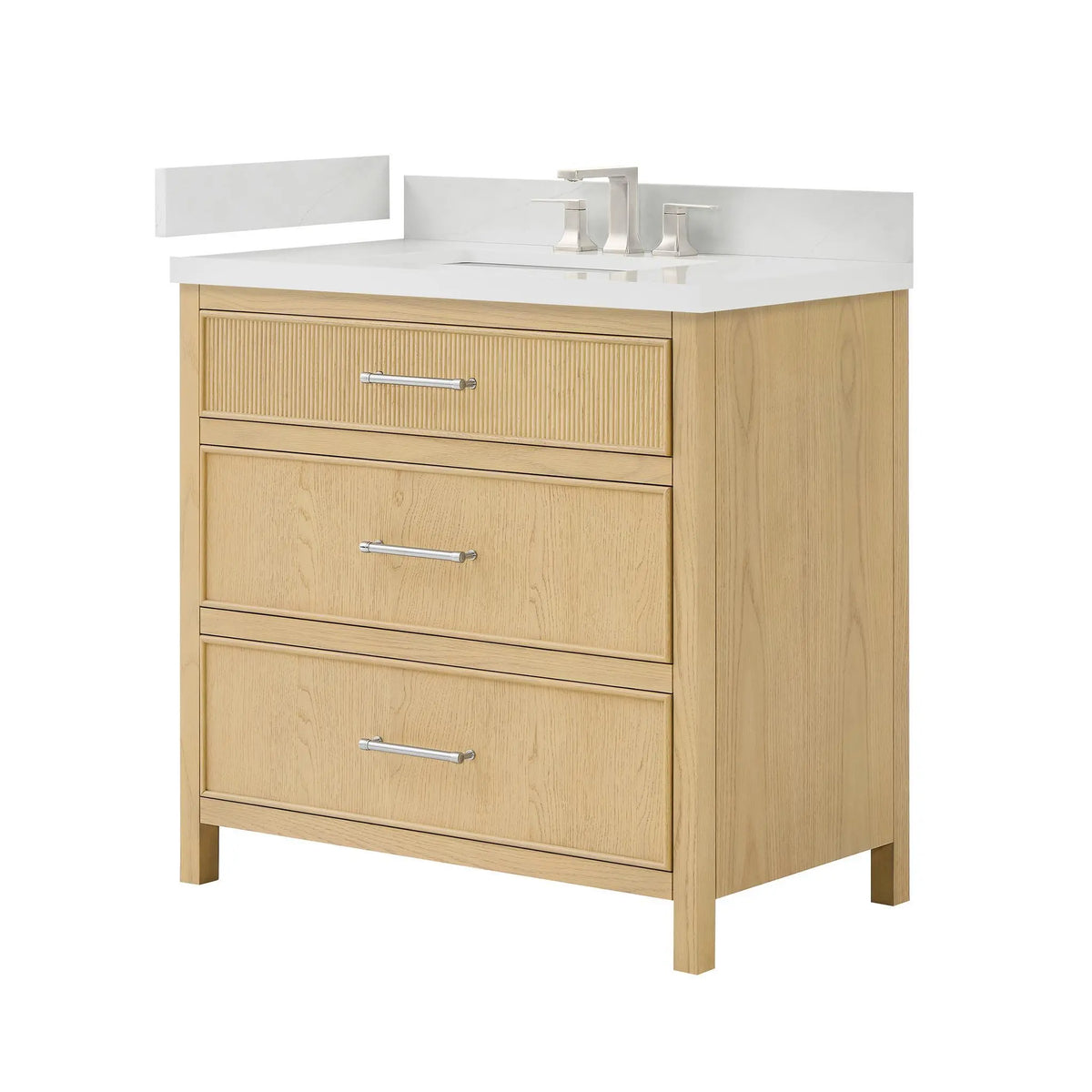 36" Isola Single Bathroom Vanity Scandinavian Oak Brushed Nickel Trim by wyndham View 8