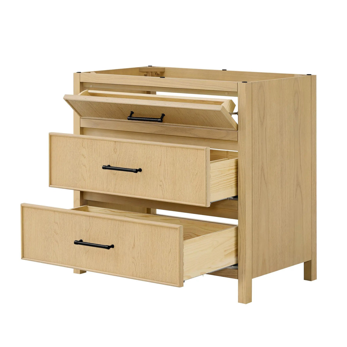 36" Isola Single Bathroom Vanity Scandinavian Oak Matte Black Trim by wyndham View 18