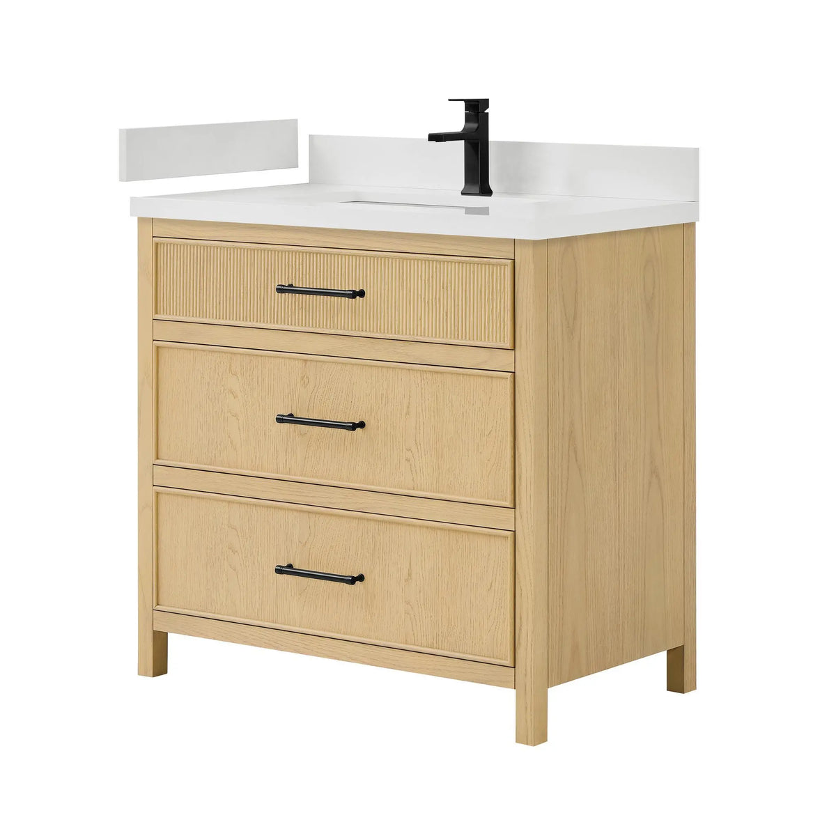 36" Isola Single Bathroom Vanity Scandinavian Oak Matte Black Trim by wyndham View 12