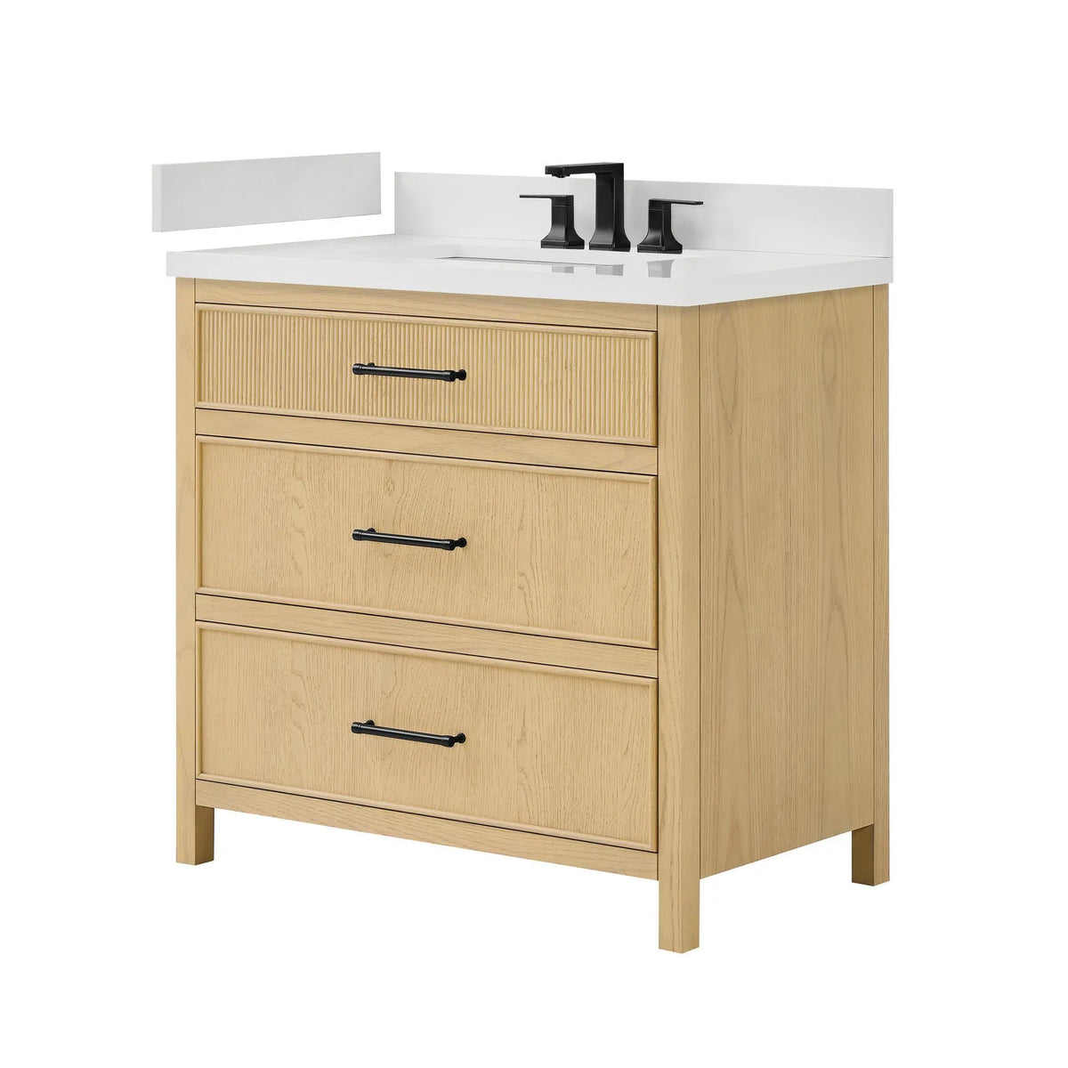 36" Isola Single Bathroom Vanity Scandinavian Oak Matte Black Trim by wyndham View 16
