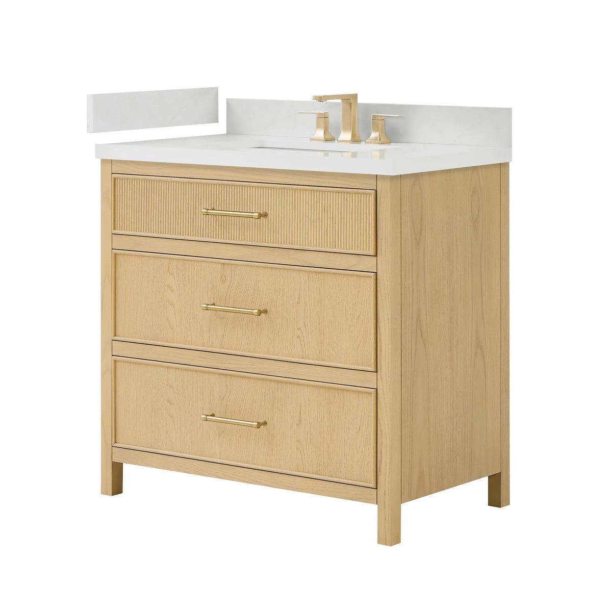 36" Isola Single Bathroom Vanity Scandinavian Oak Satin Bronze Trim by wyndham View 8