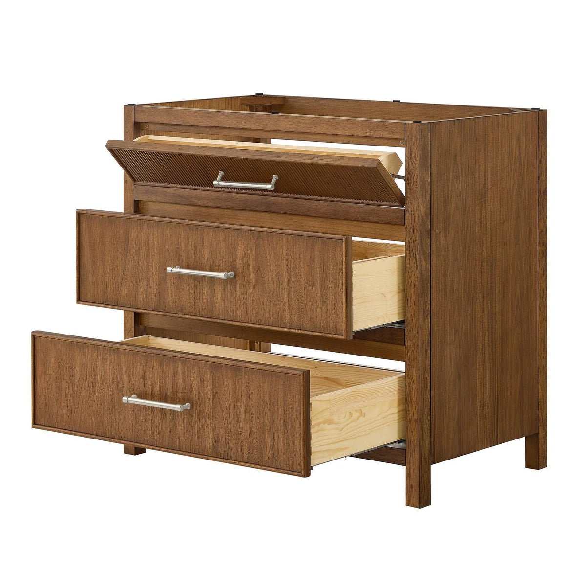 36" Isola Single Bathroom Vanity Toasted Walnut Brushed Nickel Trim by wyndham View 18