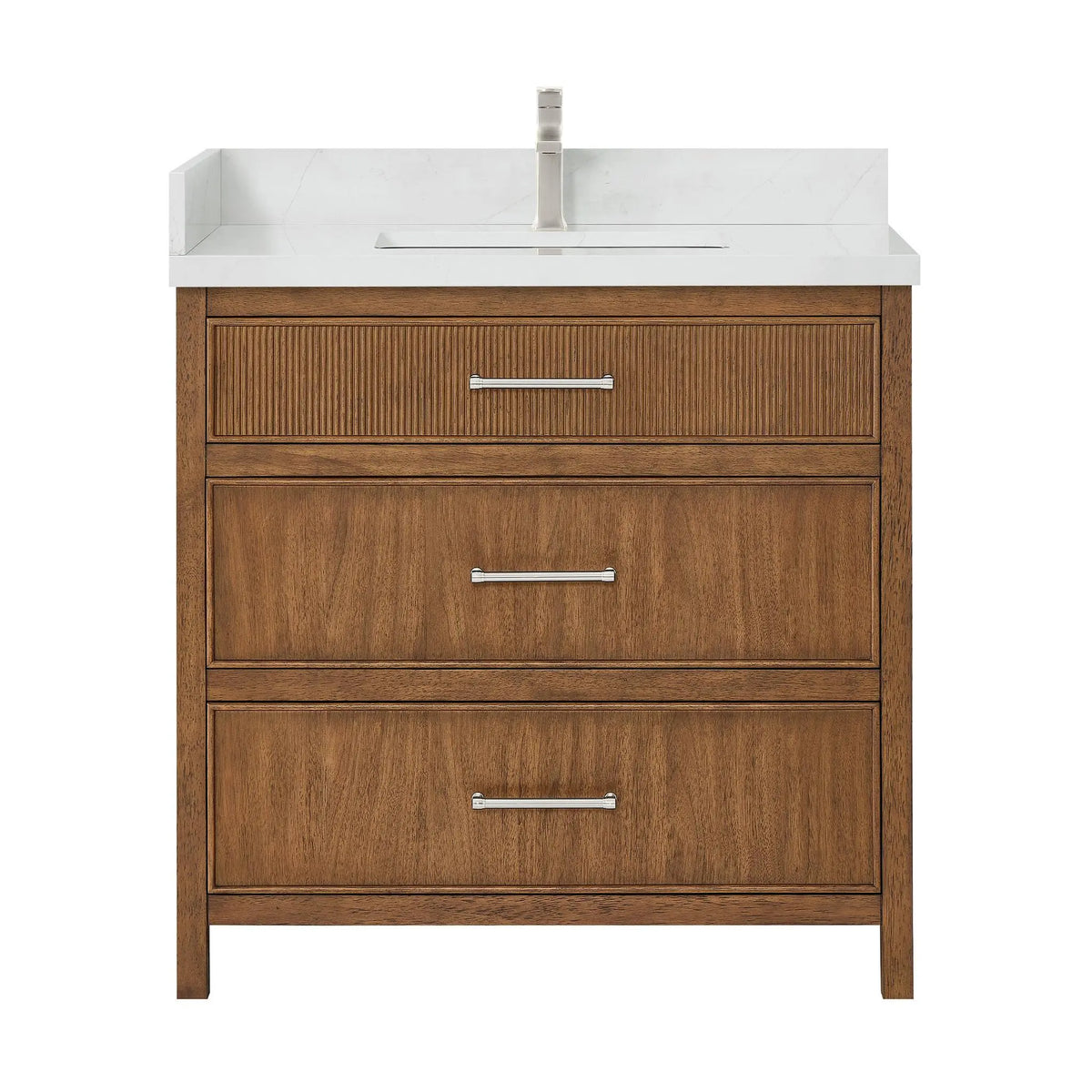 36" Isola Single Bathroom Vanity Toasted Walnut Brushed Nickel Trim by wyndham View 1