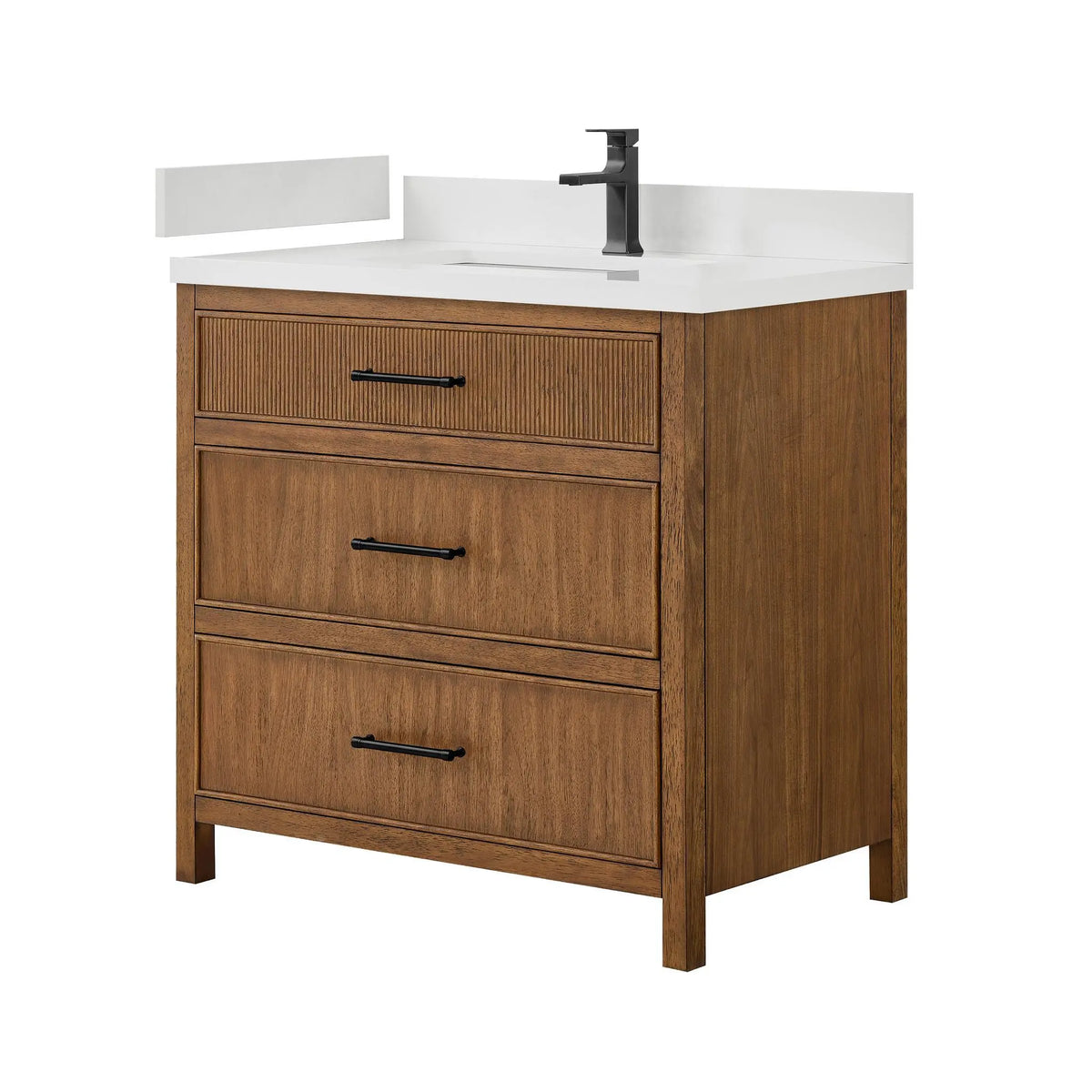 36" Isola Single Bathroom Vanity Toasted Walnut Matte Black Trim by wyndham View 12