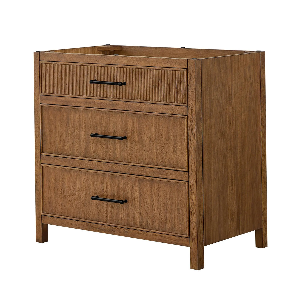 36" Isola Single Bathroom Vanity Toasted Walnut Matte Black Trim by wyndham View 20