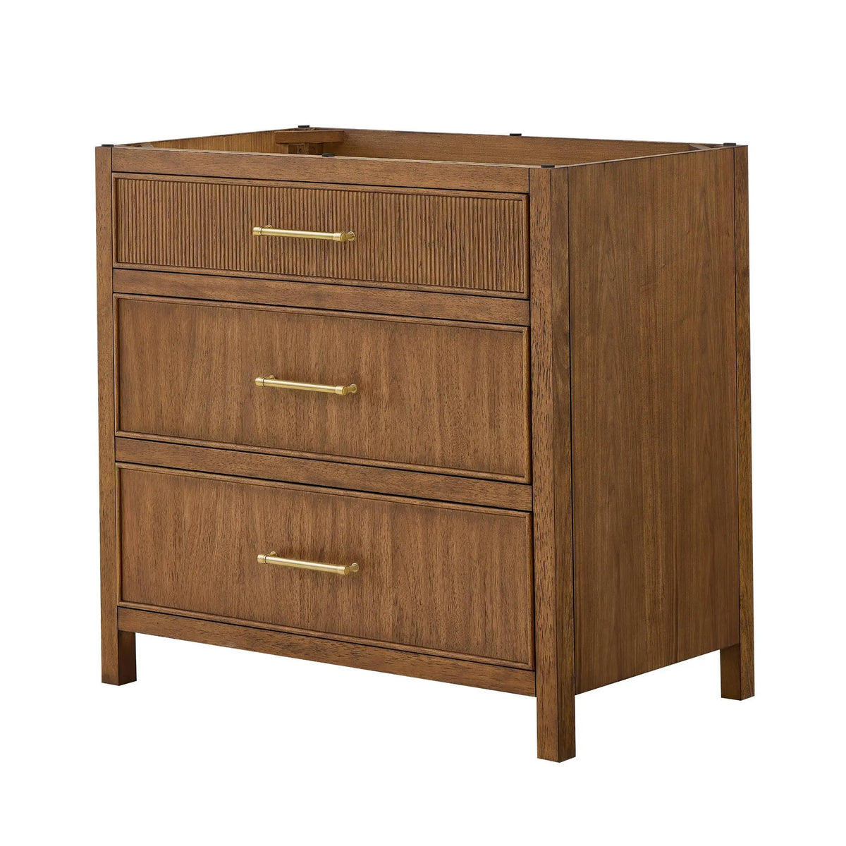 36" Isola Single Bathroom Vanity Toasted Walnut Satin Bronze Trim by wyndham View 20