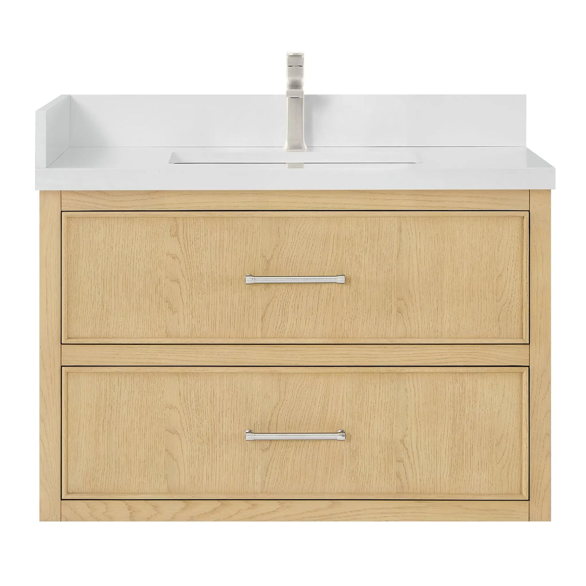 36" Isola Single Wall Mounted Bathroom Vanity Scandinavian Oak Brushed Nickel Trim by wyndham View 9
