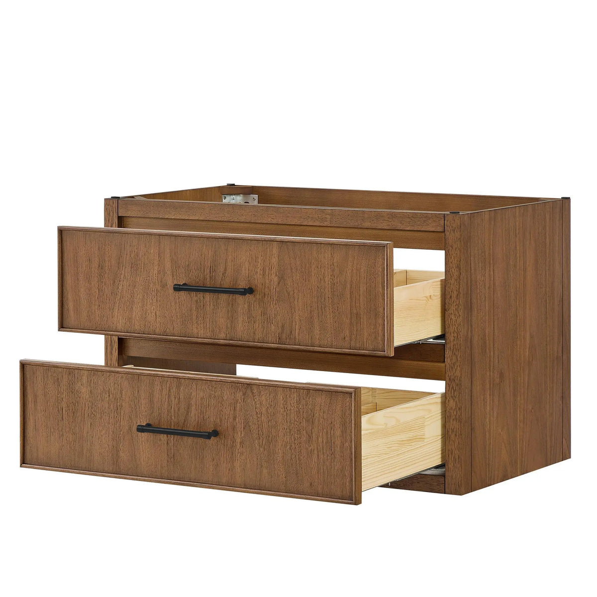 36" Isola Single Wall Mounted Bathroom Vanity Toasted Walnut Matte Black Trim by wyndham View 18