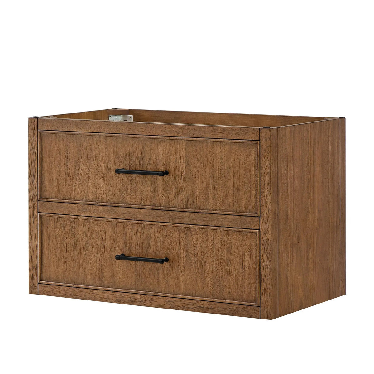 36" Isola Single Wall Mounted Bathroom Vanity Toasted Walnut Matte Black Trim by wyndham View 20