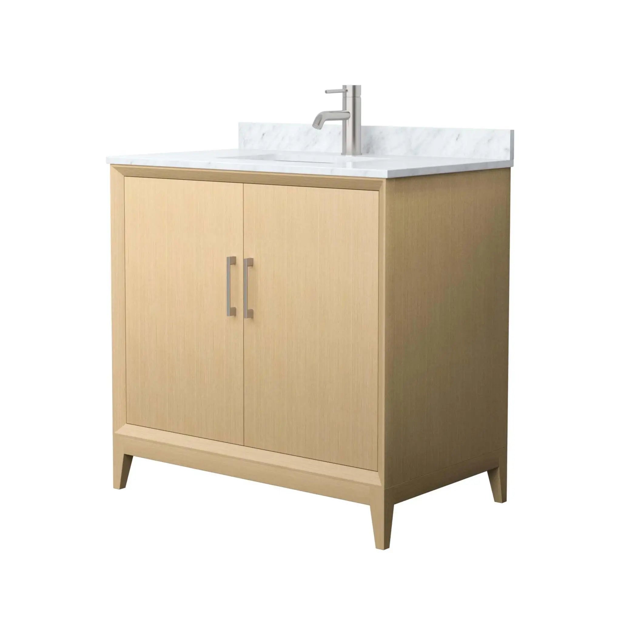 36" Janna Single Bathroom Vanity in White Oak with Brushed Nickel Trim by Wyndham