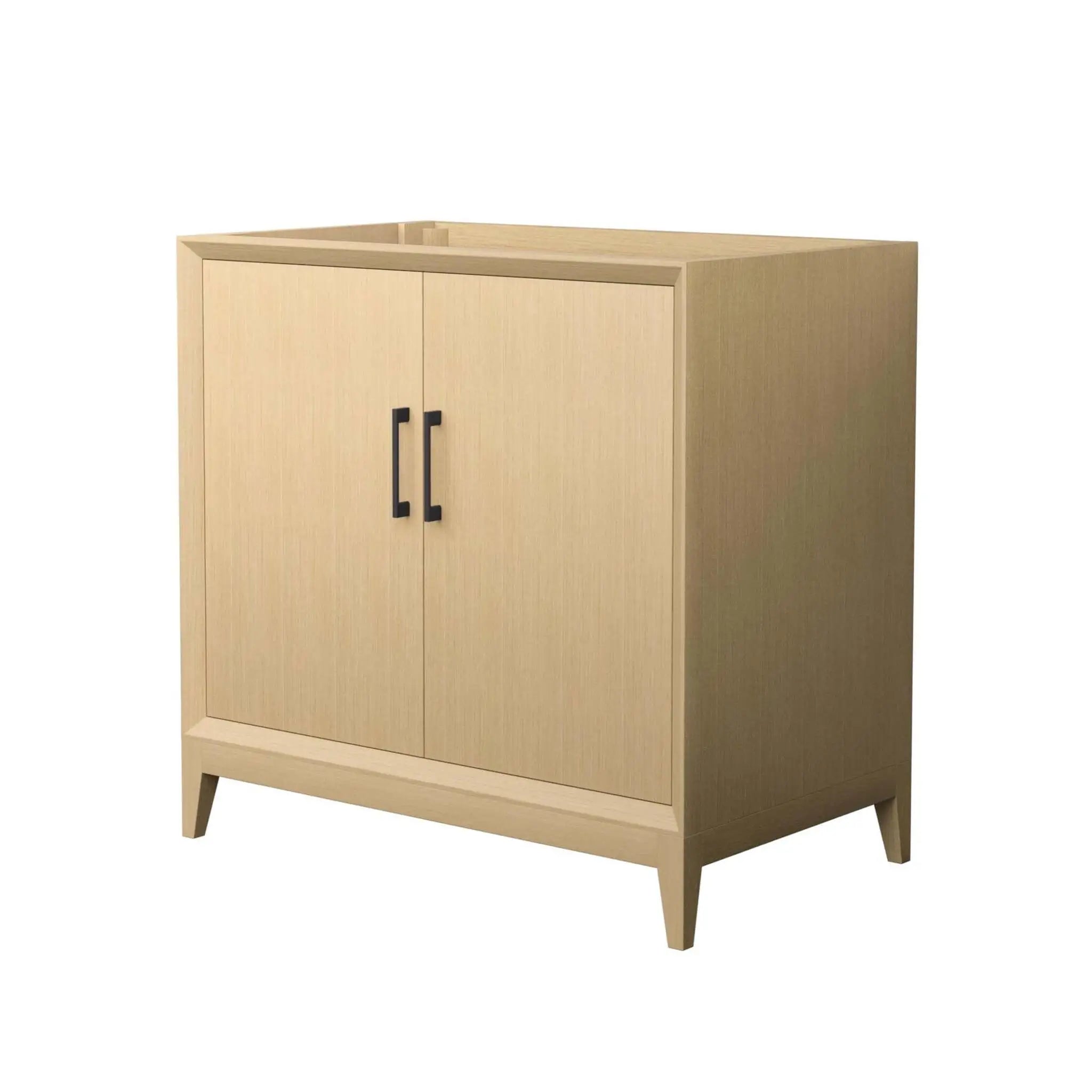 36" Janna Single Bathroom Vanity in White Oak with Matte Black Trim by Wyndham