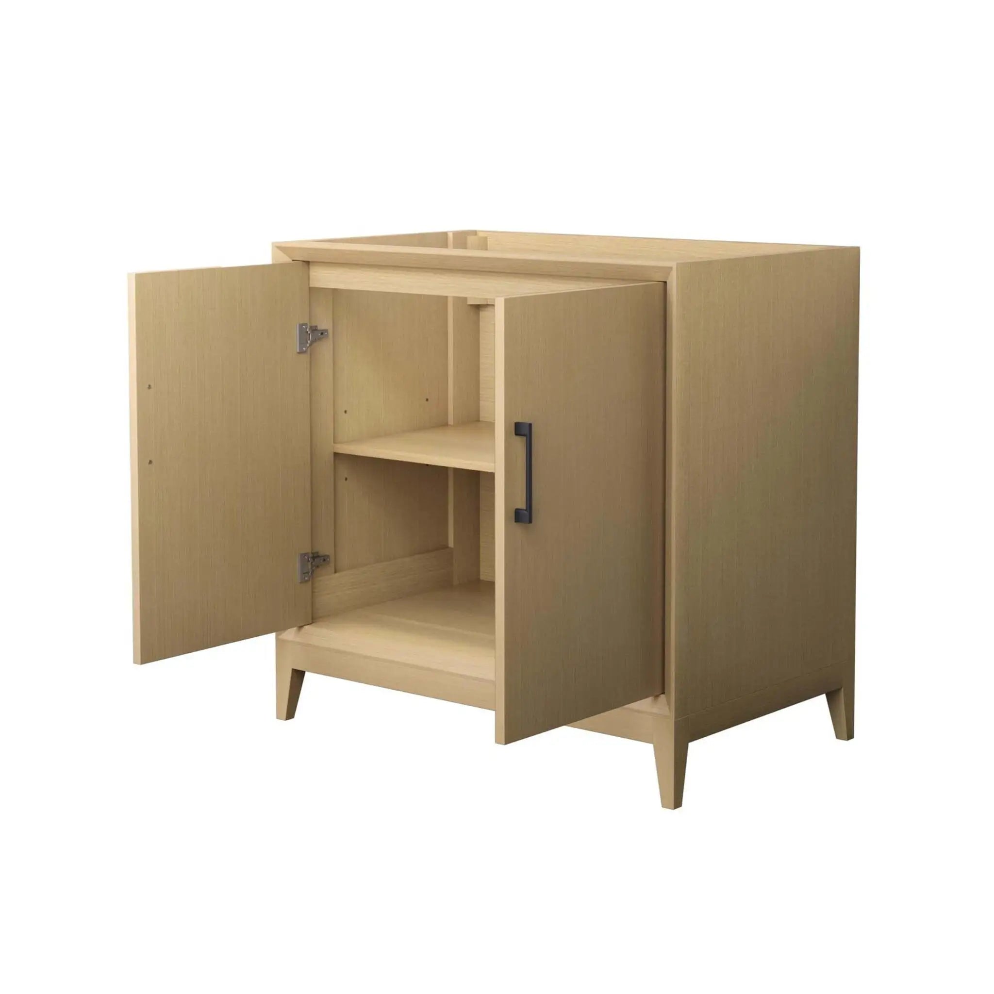 36" Janna Single Bathroom Vanity in White Oak with Matte Black Trim by Wyndham