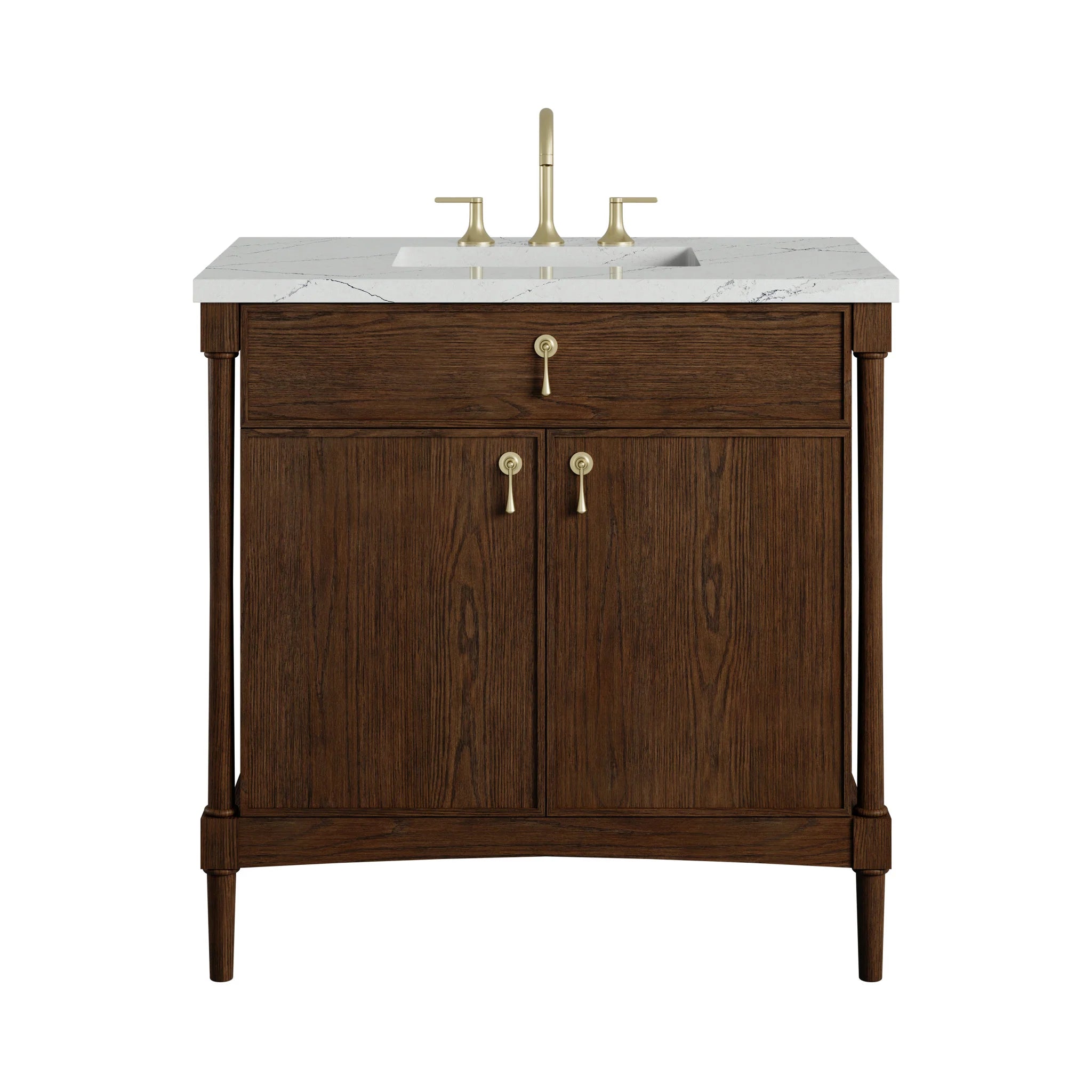 36" Kinnsden Single Vanity in Sable Oak by James Martin Vanities-Ethereal Noctis Silestone 