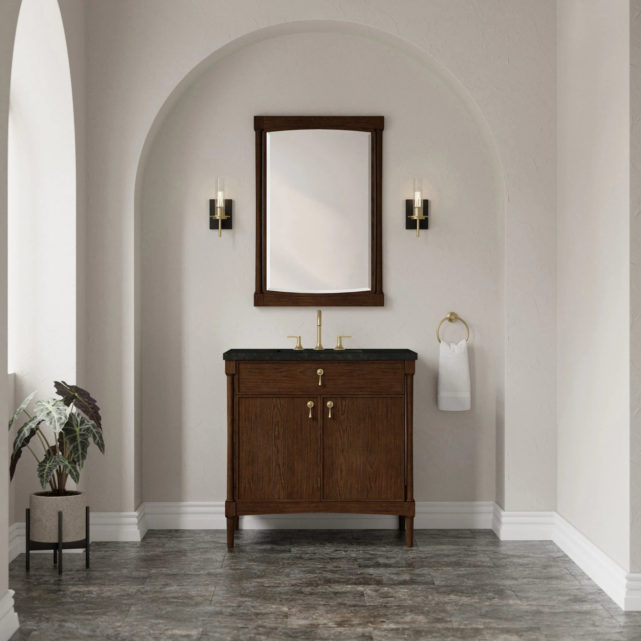 36" Kinnsden Single Vanity in Sable Oak by James Martin Vanities-Phantome Eclos 1