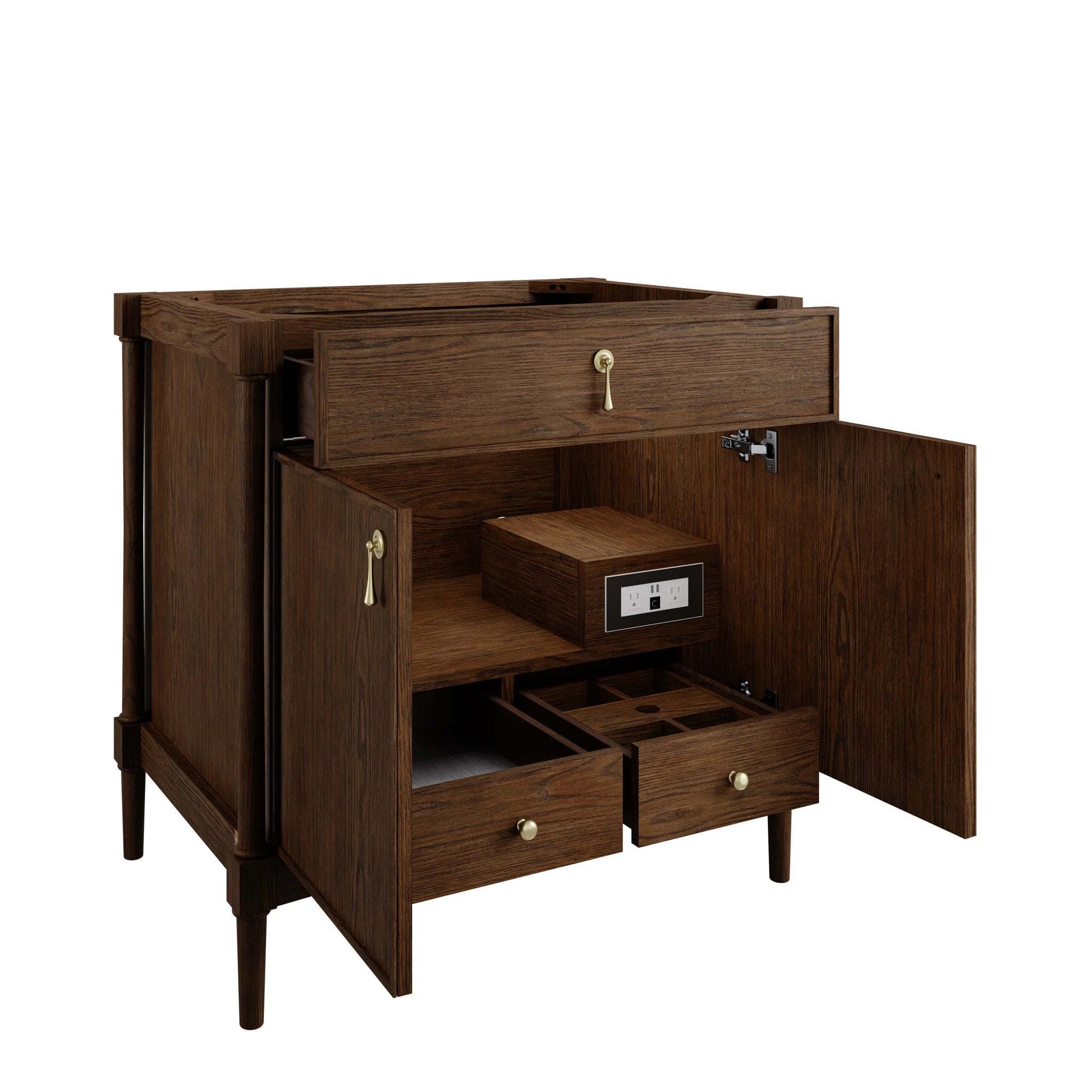 36" Kinnsden Single Vanity in Sable Oak by James Martin Vanities-Siberian Silestone 6