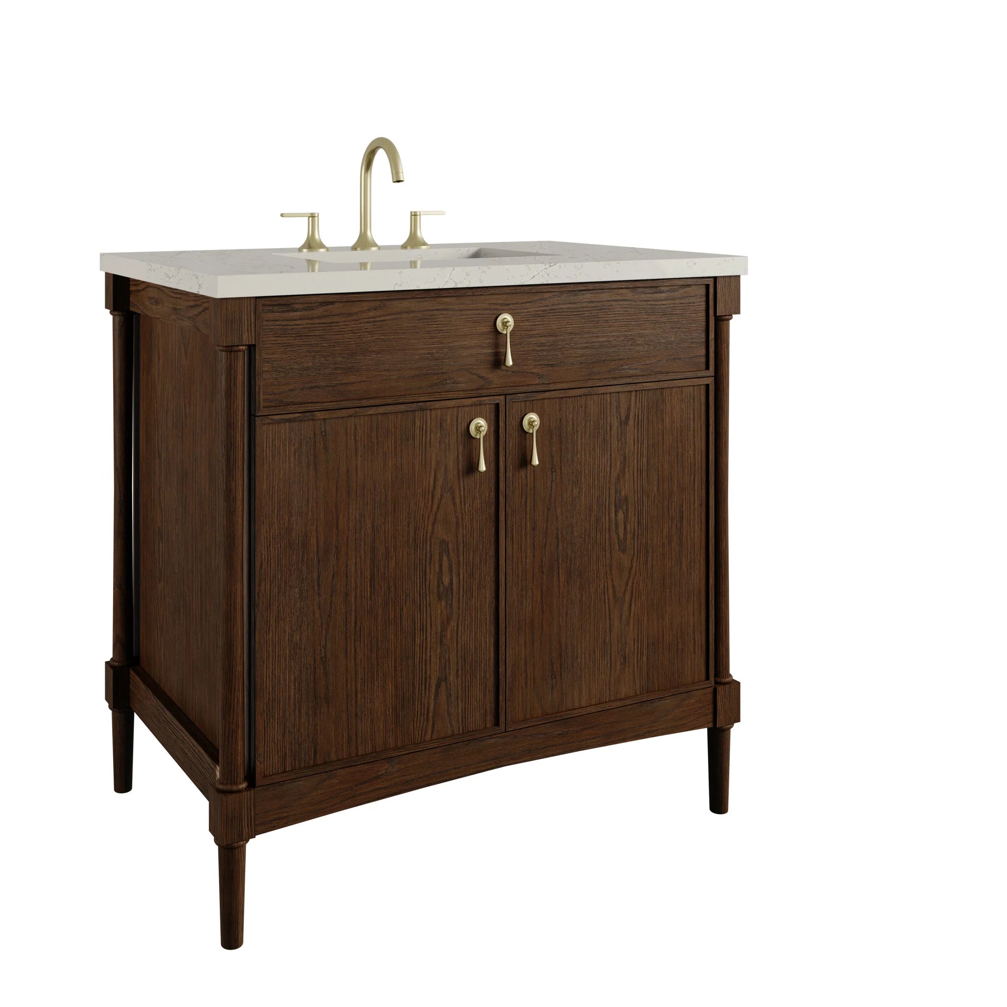 36" Kinnsden Single Vanity in Sable Oak by James Martin Vanities-Siberian Silestone 9