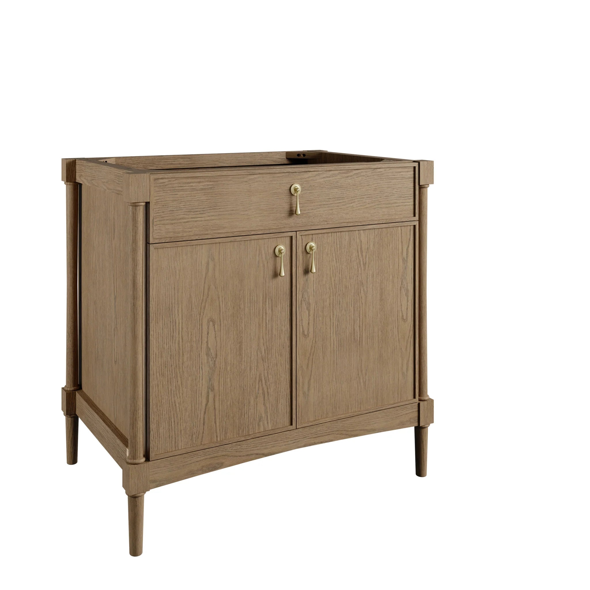 36" Kinnsden Single Vanity in Weathered Oak by James Martin Vanities-Siberian Silestone 7
