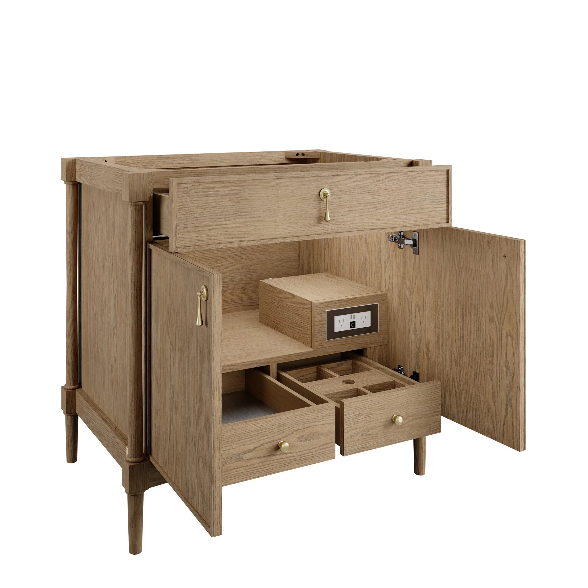 36" Kinnsden Single Vanity in Weathered Oak by James Martin Vanities-Victorian Silver Silestone 6