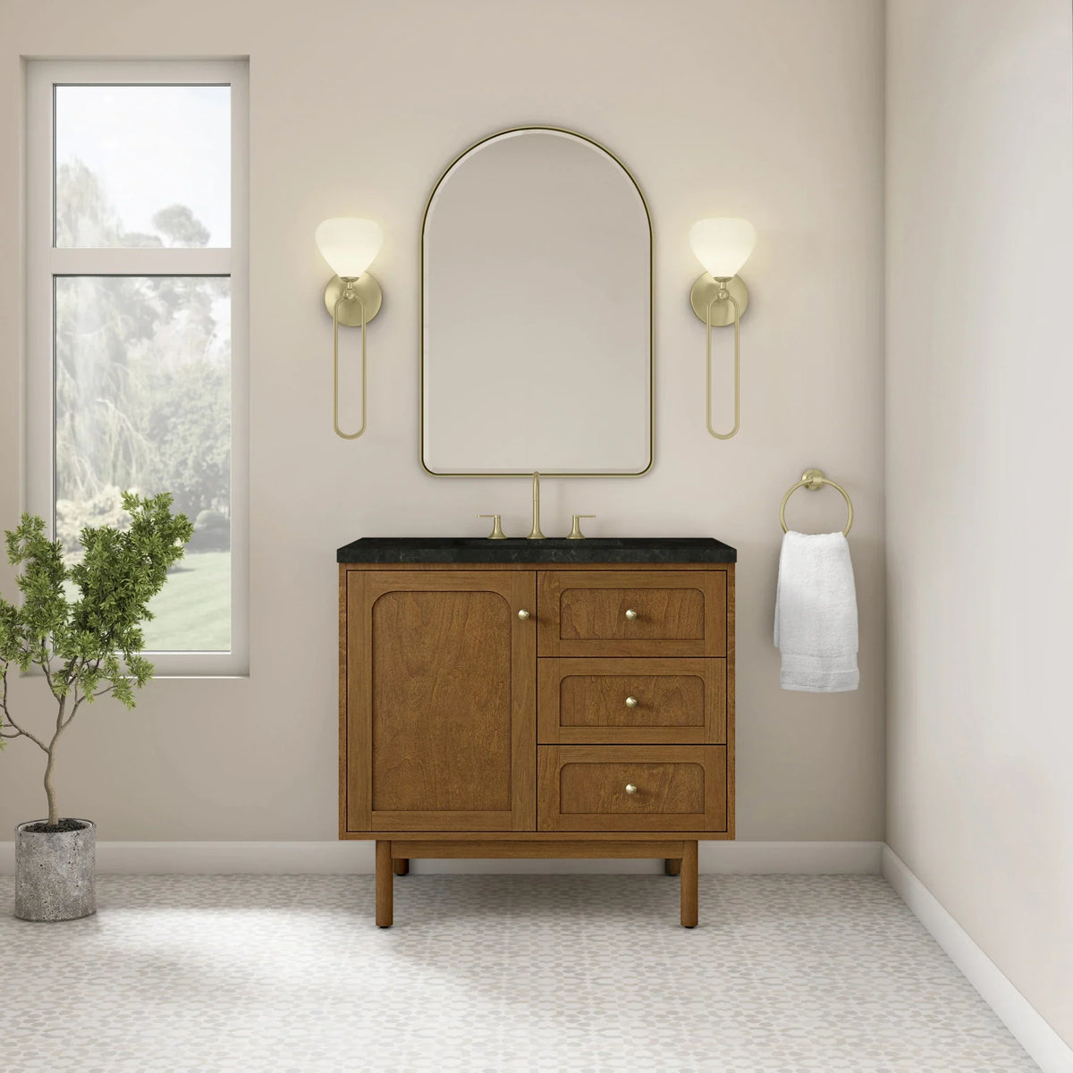 36" Laurent Single Vanity in Light Honey Oak-jmv-Phantome Eclos-8" Widespread image 64
