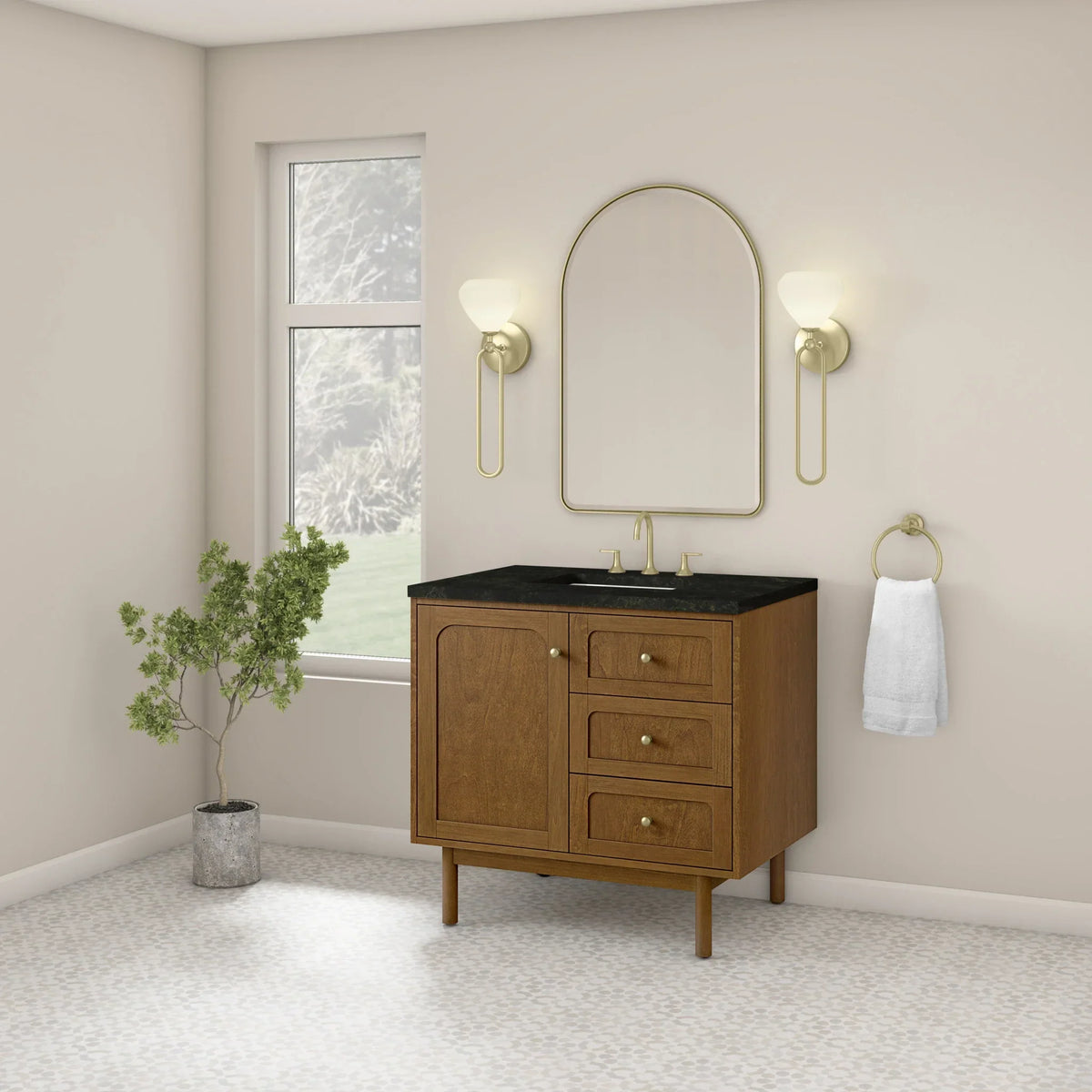 36" Laurent Single Vanity in Light Honey Oak-jmv-Phantome Eclos-8" Widespread image 69
