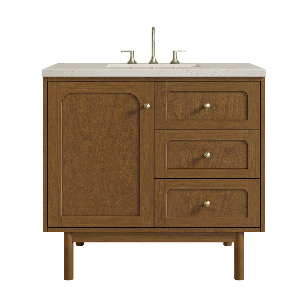 36" Laurent Single Vanity in Light Honey Oak-jmv-Siberian Silestone-8" Widespread image 72