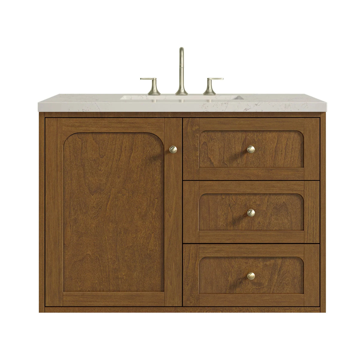 36" Laurent Single Vanity in Light Honey Oak-jmv-Siberian Silestone-8" Widespread image 80