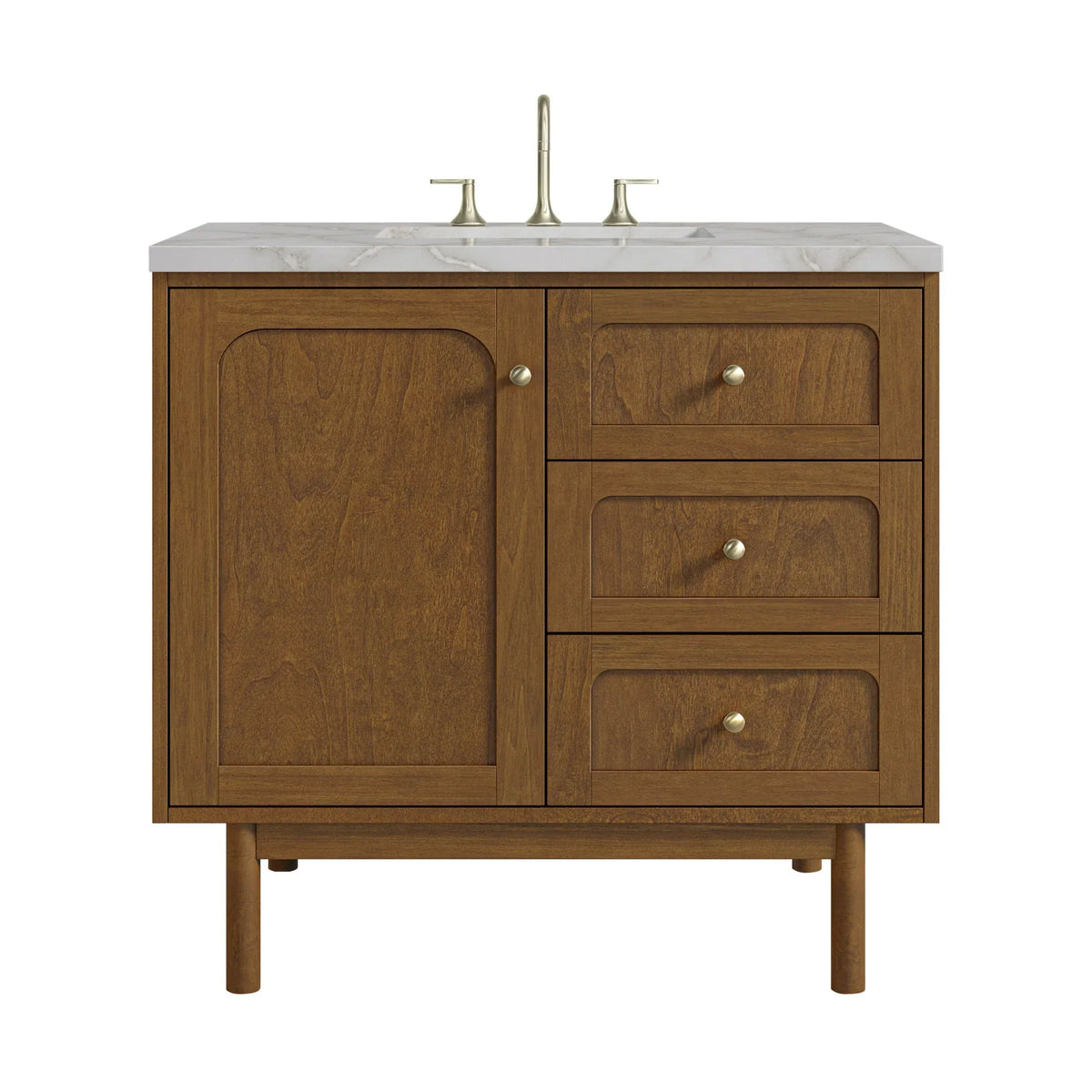 36" Laurent Single Vanity in Light Honey Oak-jmv-Victorian Silver Silestone-8" Widespread image 90