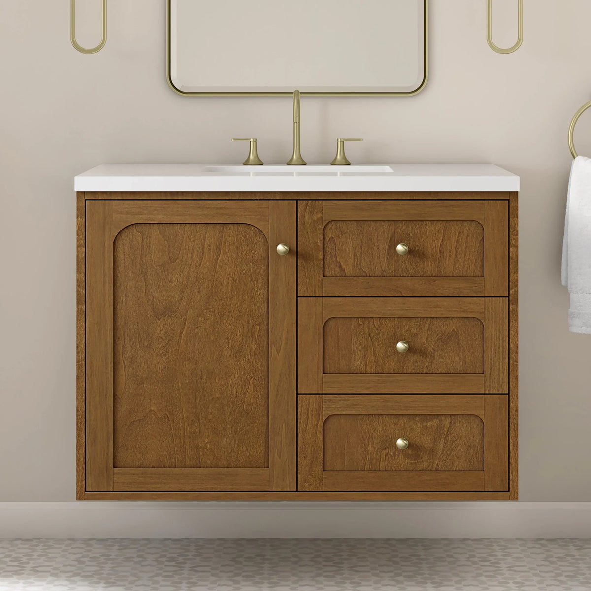 36" Laurent Single Vanity in Light Honey Oak-jmv-White Zeus Silestone-8" Widespread image 108