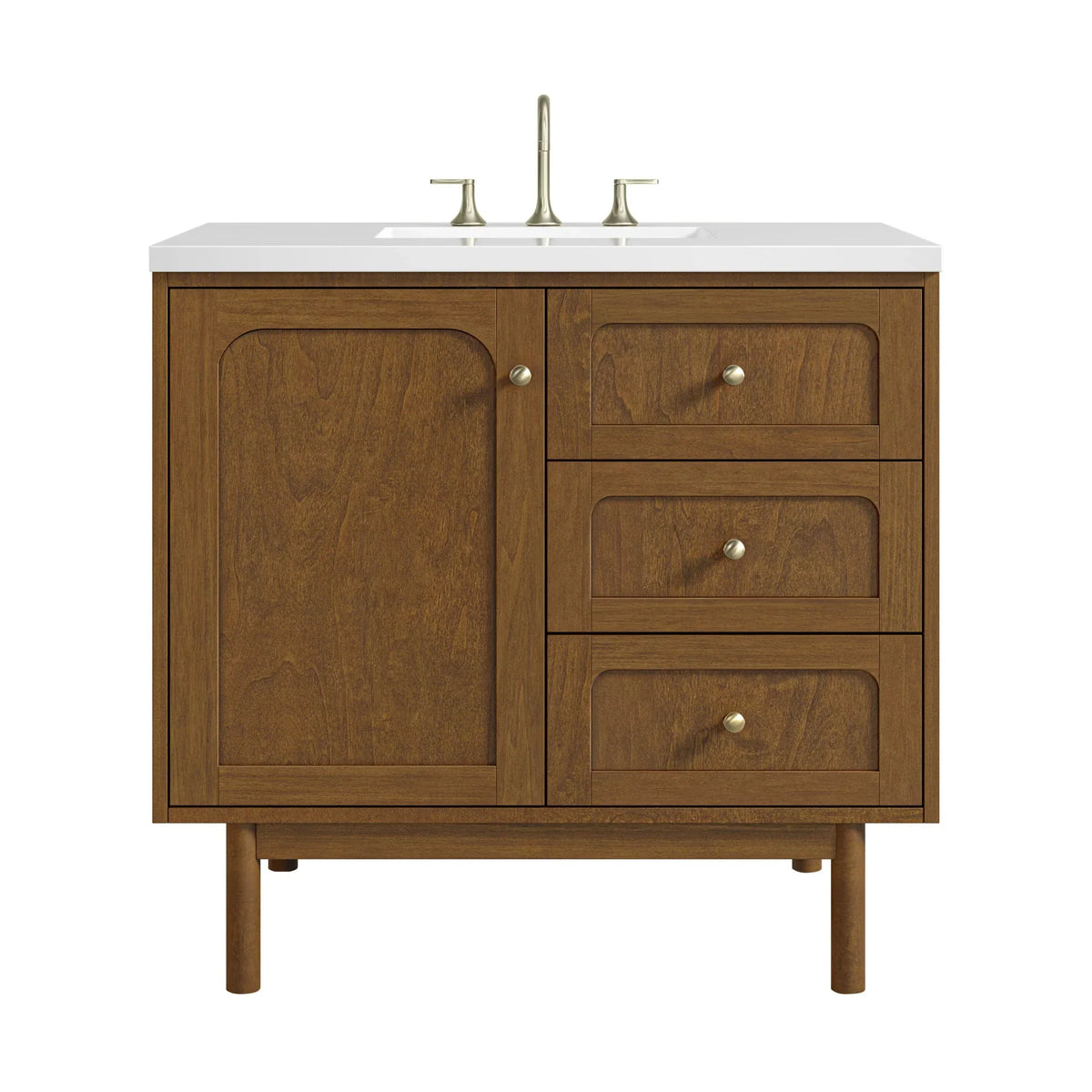 36" Laurent Single Vanity in Light Honey Oak-jmv-White Zeus Silestone-8" Widespread image 99