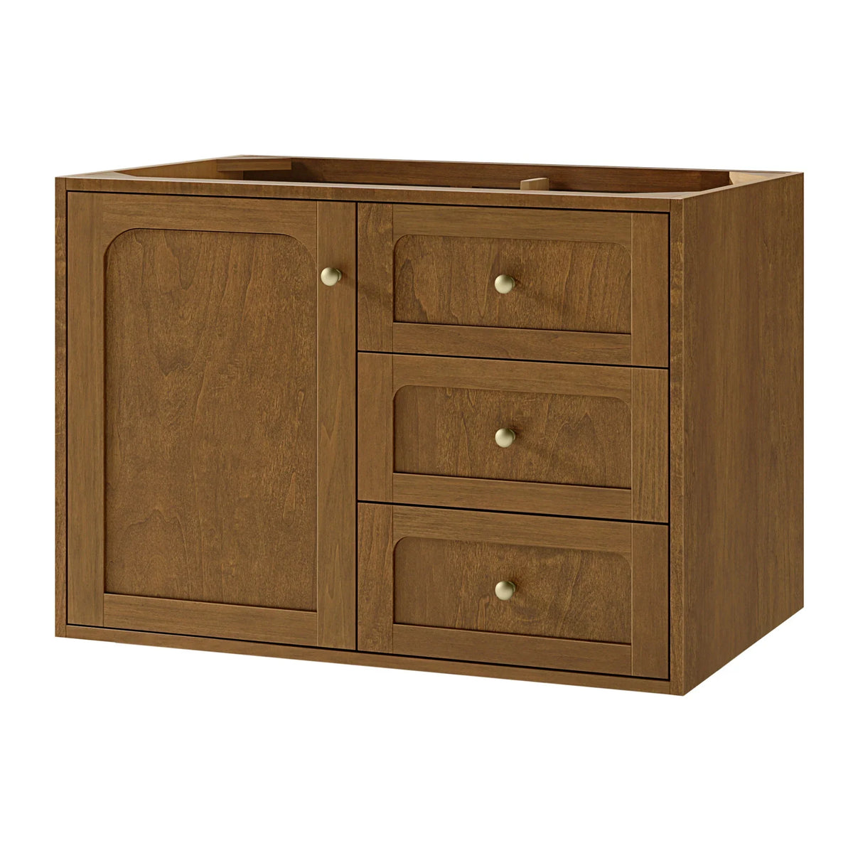 36" Laurent Single Vanity in Light Honey Oak-jmv-White Zeus Silestone & Backsplash-Single Hole image 8