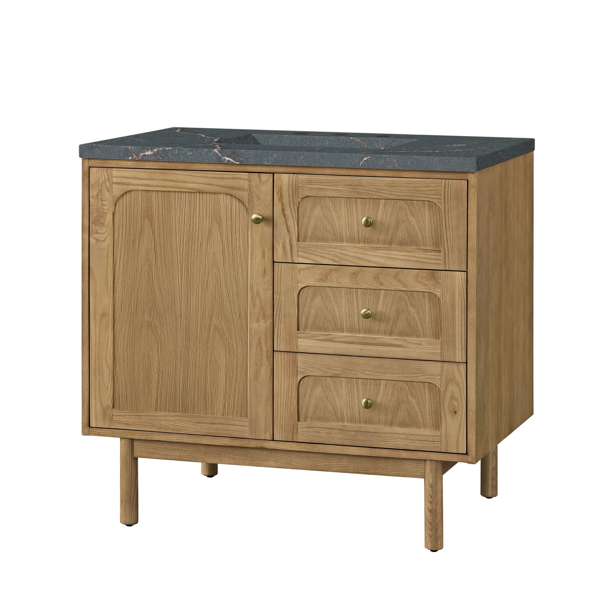 36" Laurent Single Vanity in Light Natural Oak-Parisien Bleu Silestone-8" Widespread image 11