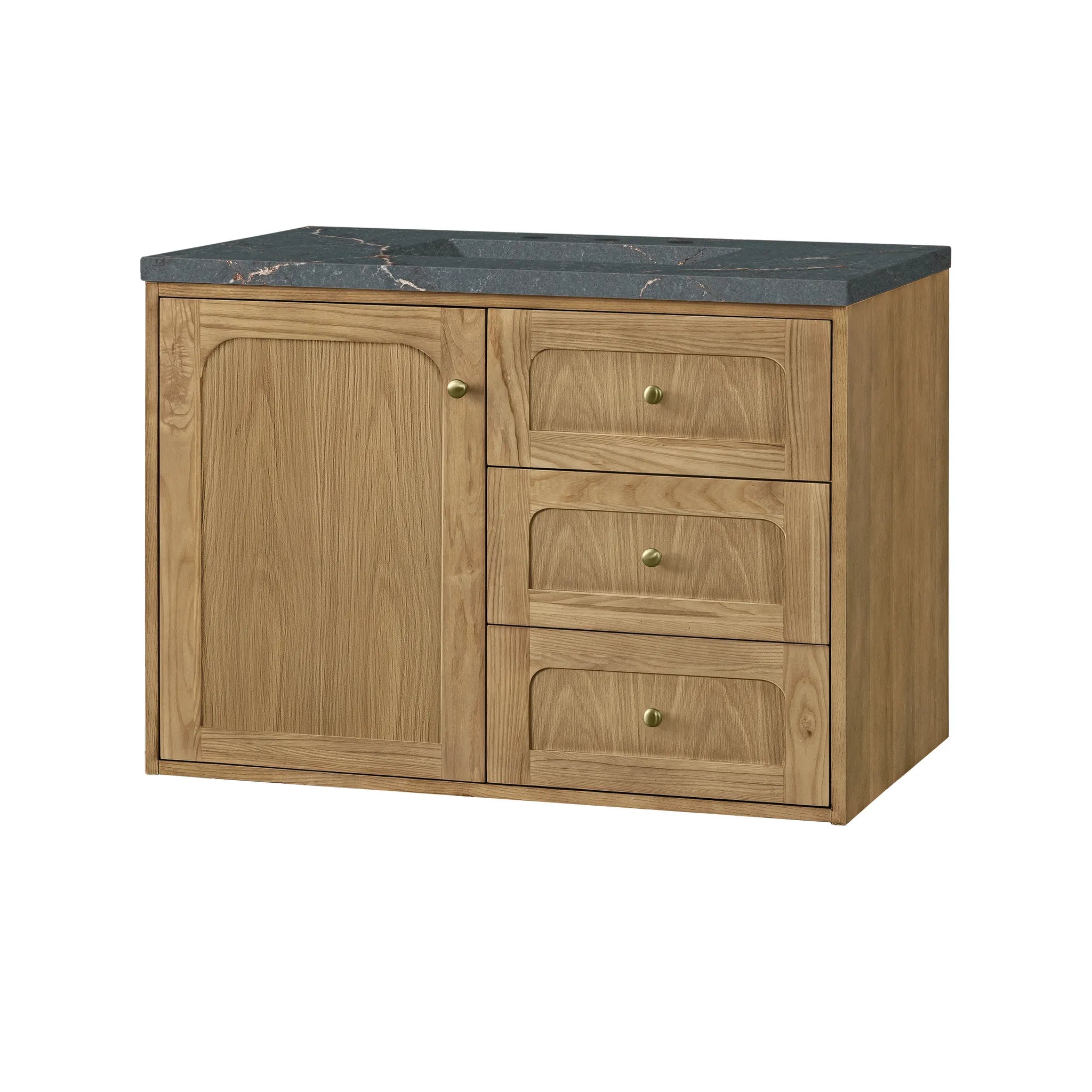 36" Laurent Single Vanity in Light Natural Oak-Parisien Bleu Silestone-8" Widespread image 12