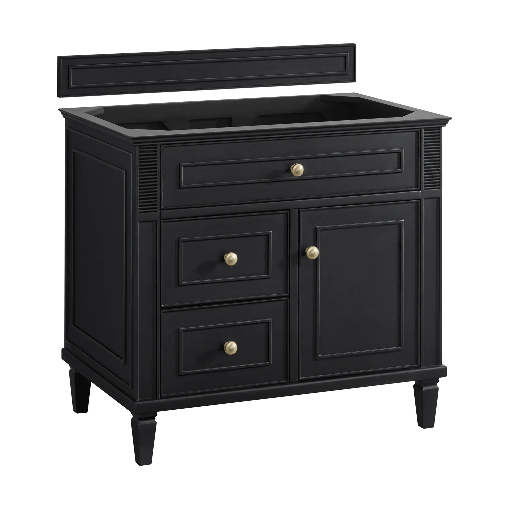 36" Lorelai Single Vanity in Black Onyx-Carrara White Marble-8" Widespread image 1